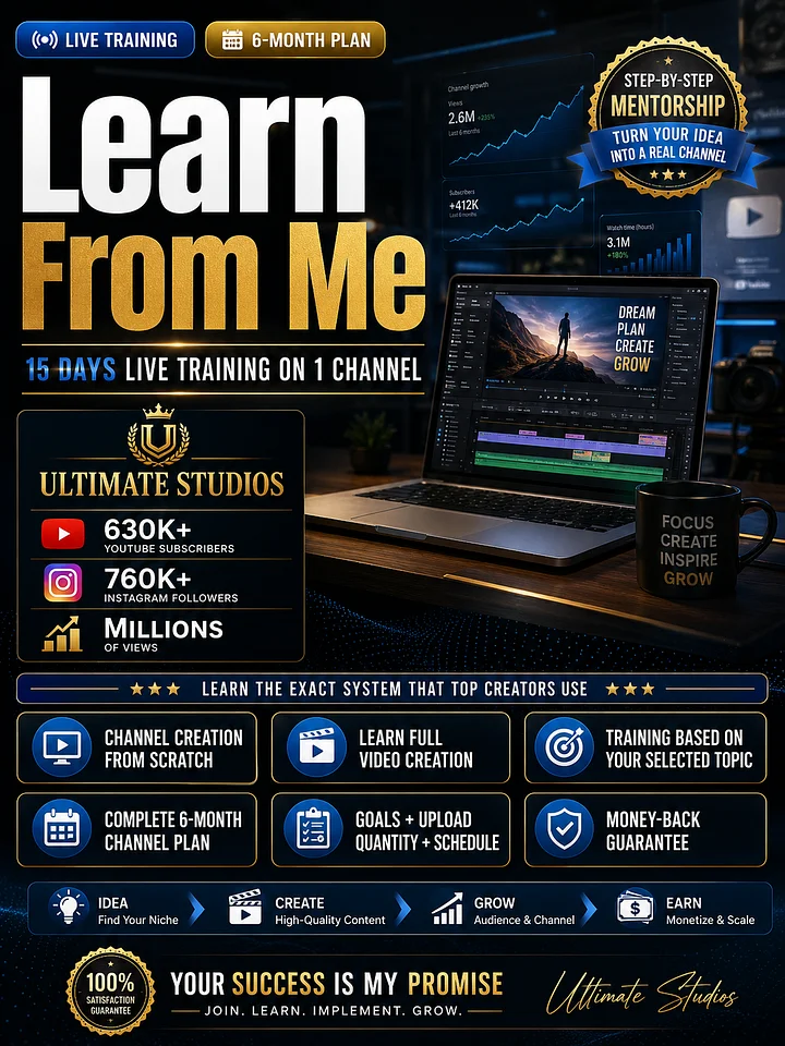 15-Day Live Training: Build Your YouTube Channel From Scratch product image (1)