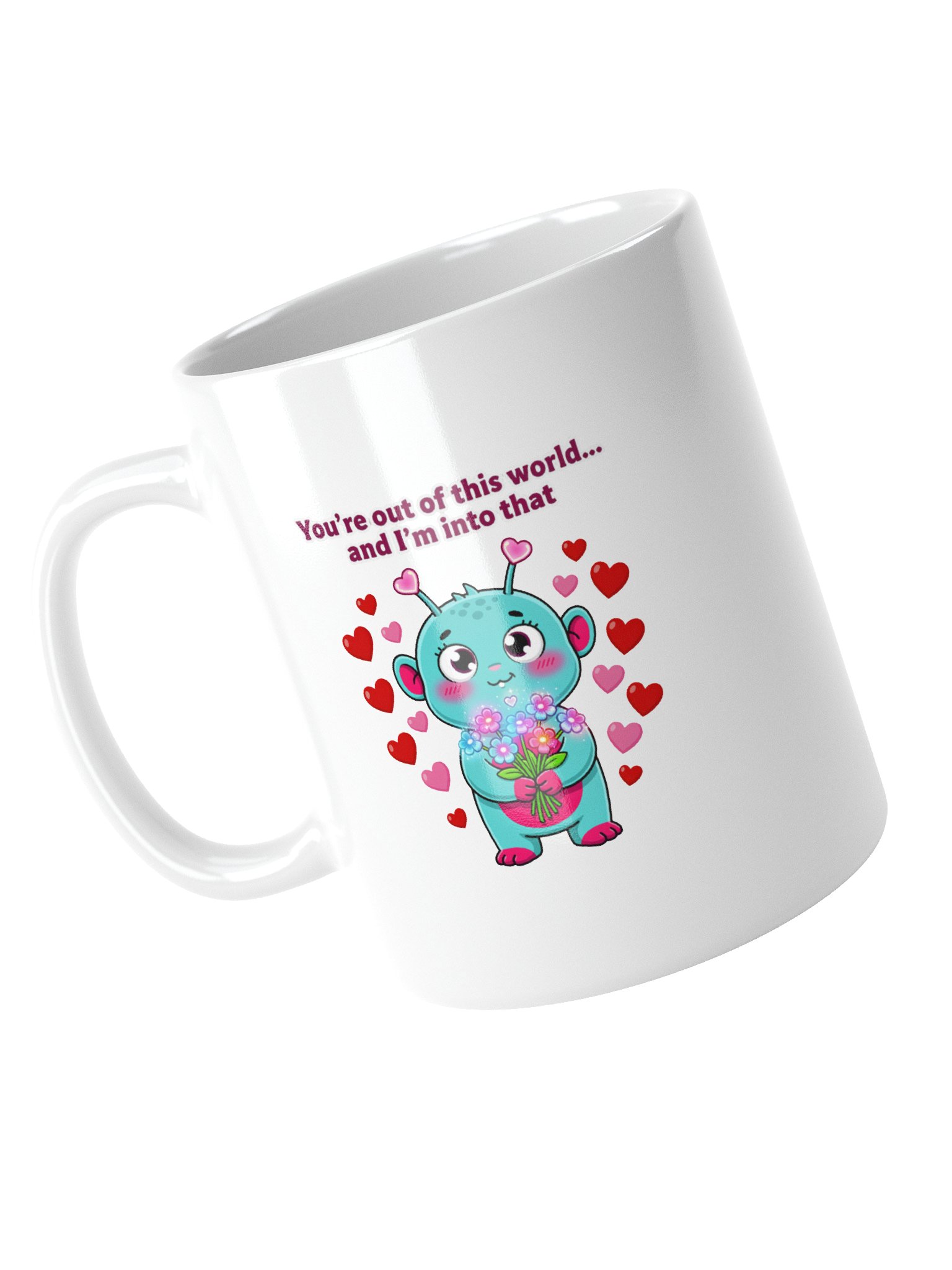 "Out of This World" Cute Alien Valentine's Mug product image (4)