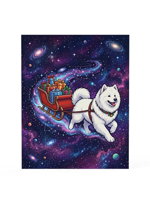 Space Sleigh Samoyed Poster