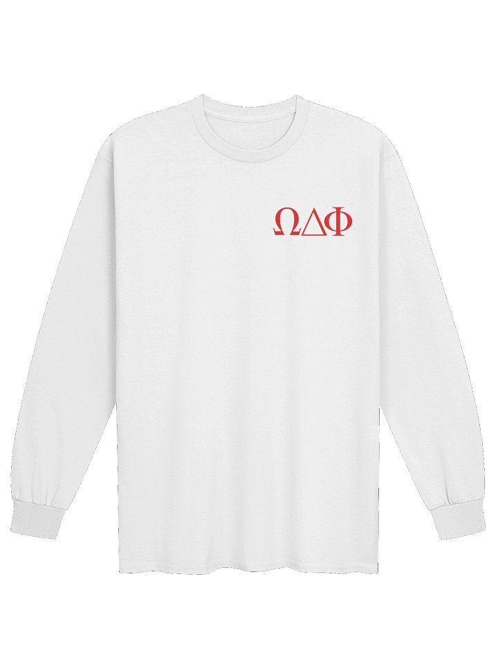 Omega Delta Phi Greek Letters White Long Sleeve Tee product image (1)