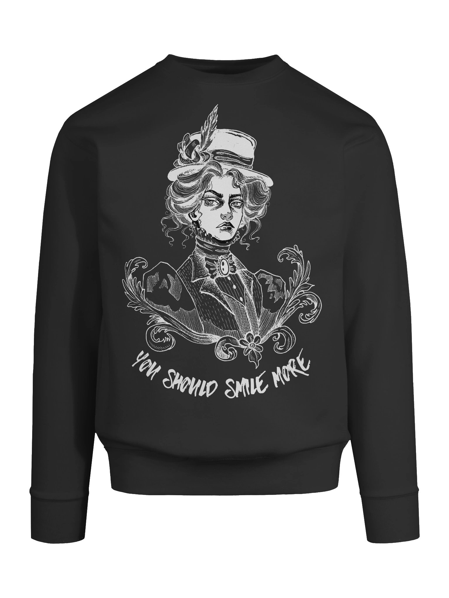 "SMILE MORE" Black Sweatshirt (Design #2) product image (3)