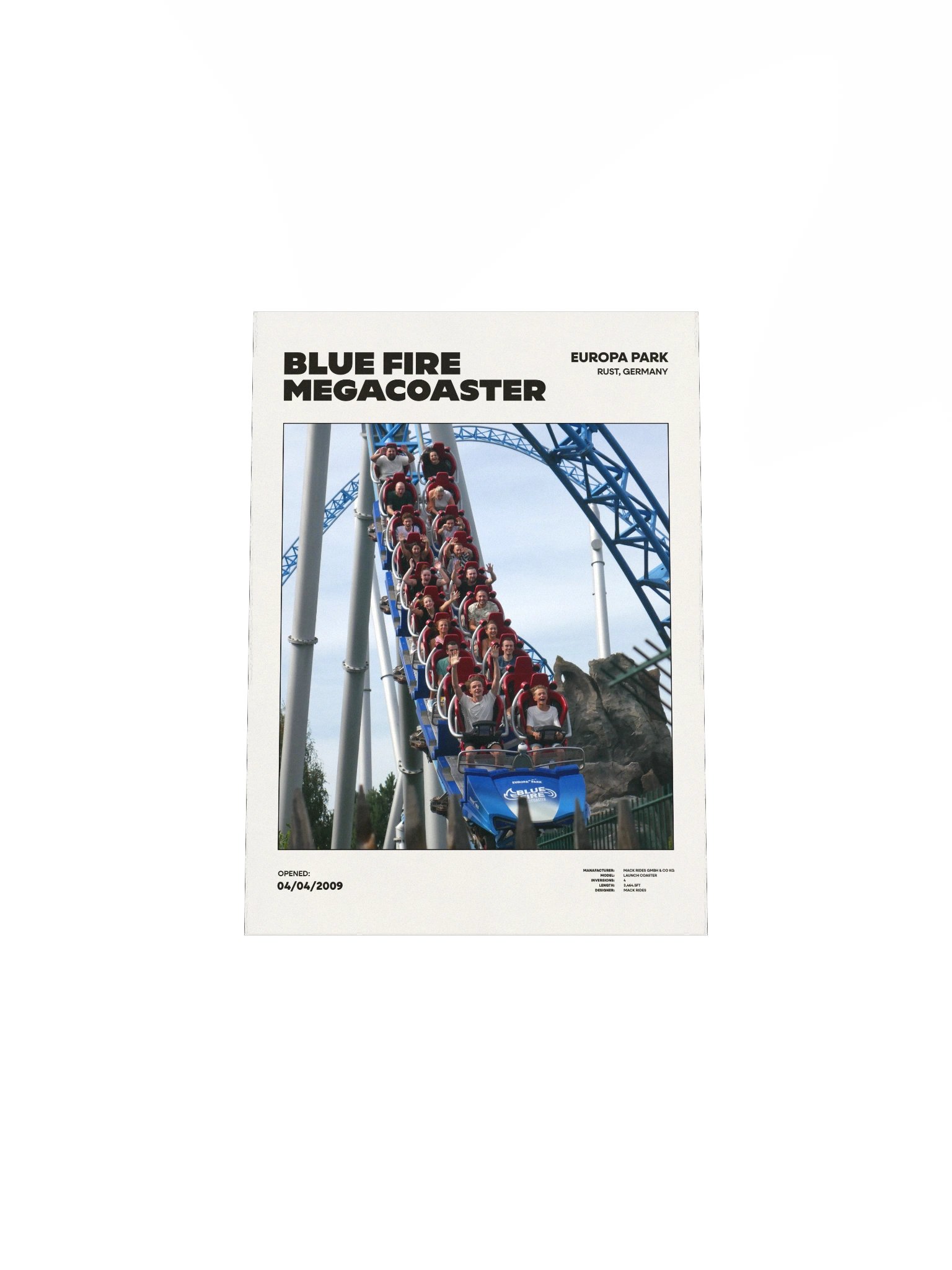 Blue Fire Megacoaster Drop Premium Poster product image (4)