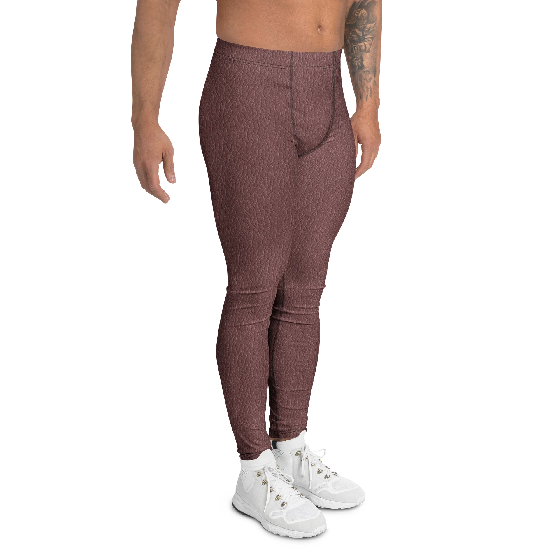 Comfortable Men’s Leggings Maroon Leather Surface product image (3)