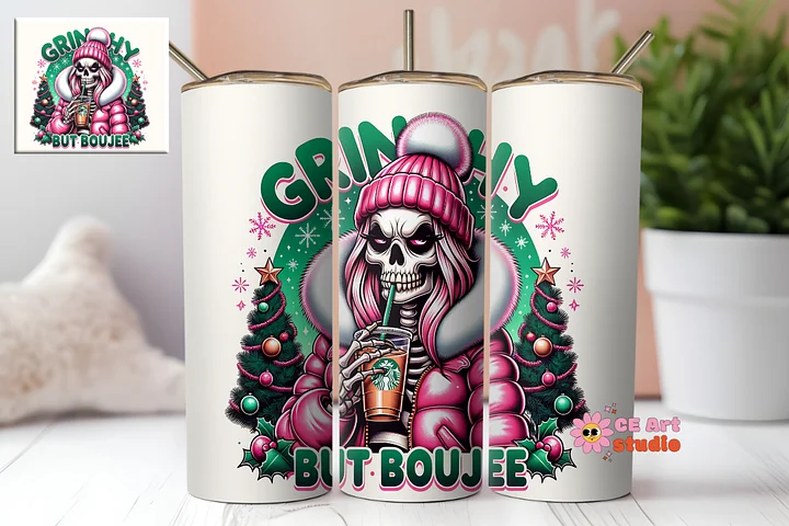 Grinchy But Boujee Funny Tumbler Wrap PNG product image (1)