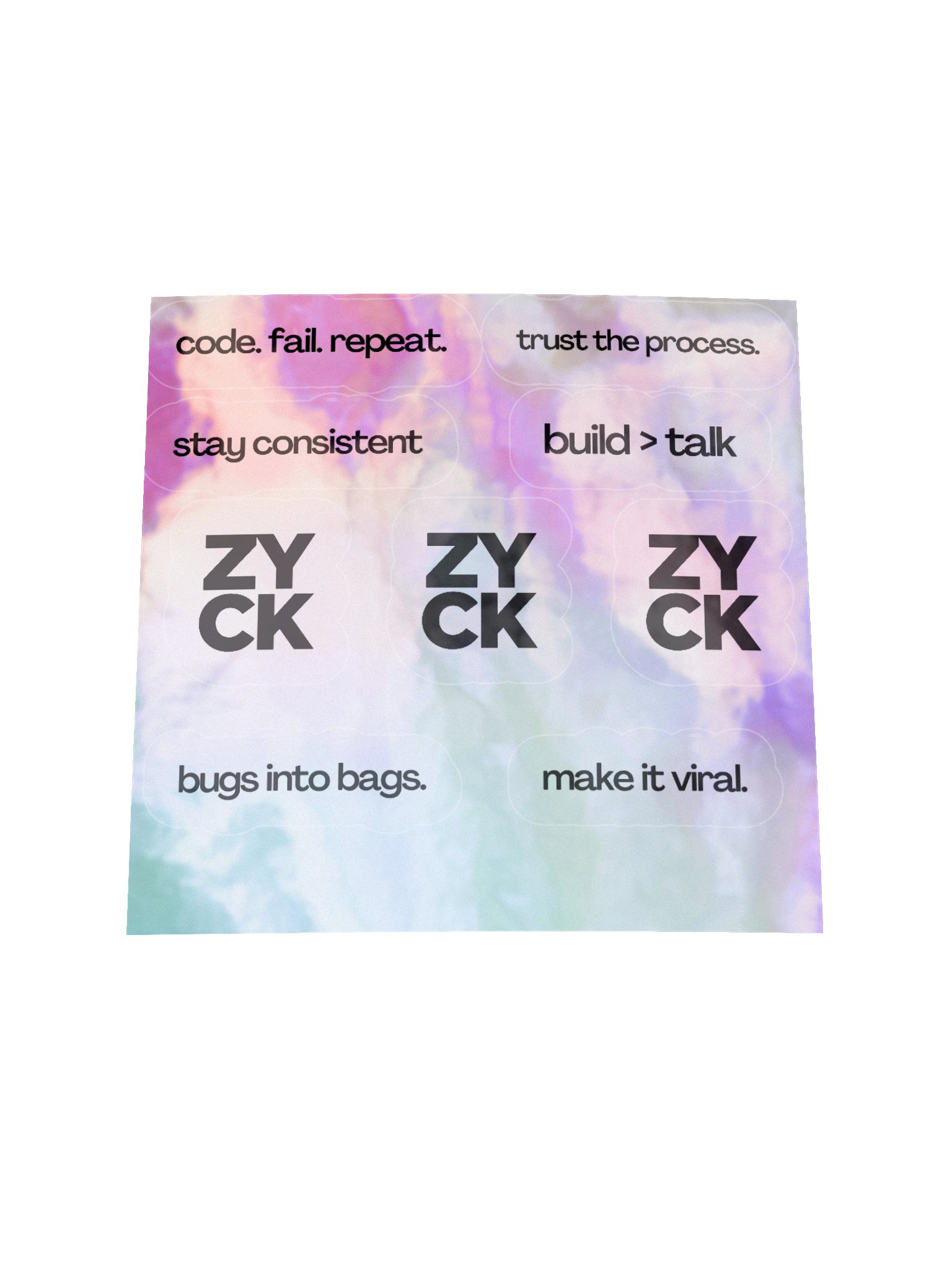 Motivating Texts & ZYCK Logo Holographic Sticker Sheet product image (3)