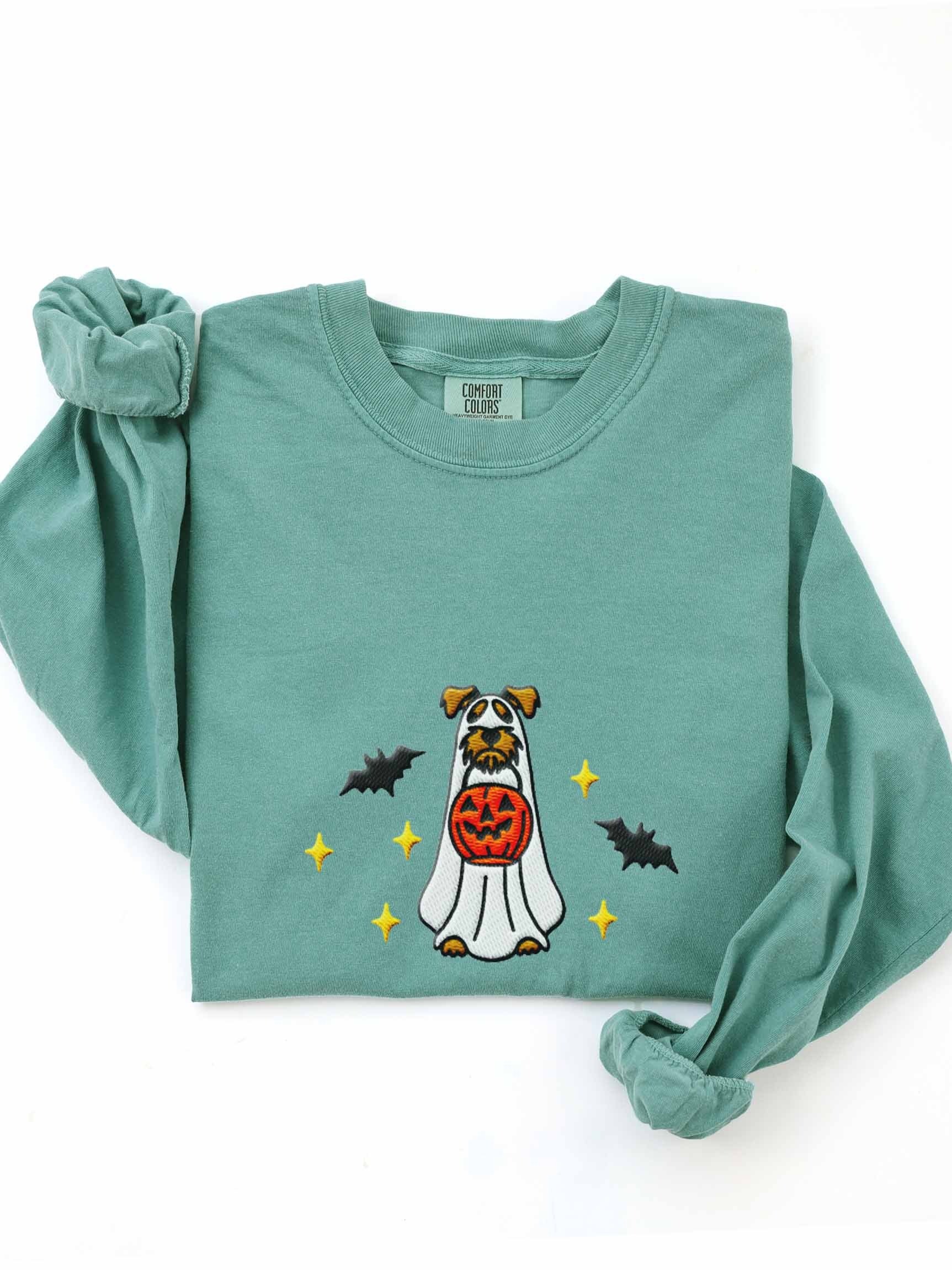 Halloween Airedale Terrier(Tan) Embroidered Long-Sleeve T-Shirt product image (1)