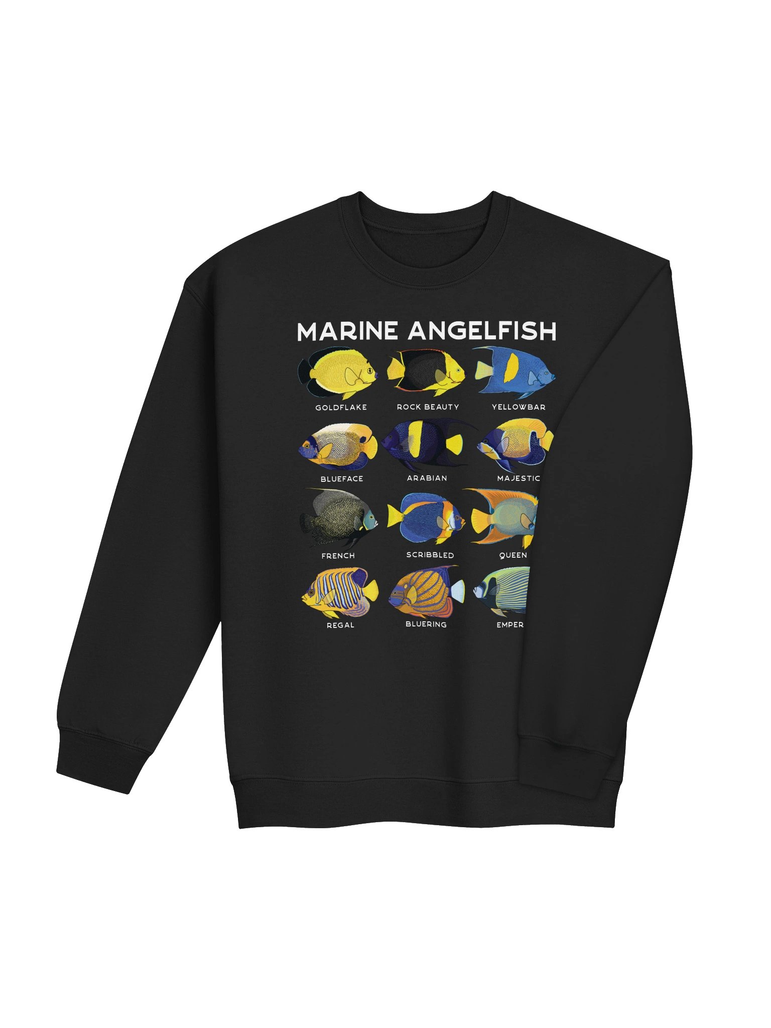 Marine Angelfish Identification Chart Sweatshirt for Reef Aquarium Lovers product image (8)