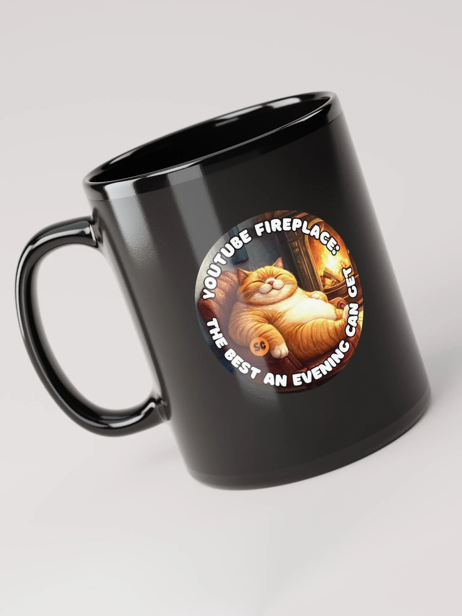 Cozy Cat - YouTube Fireplace: The Best an Evening Can Get | Black Glossy Mug product image (5)