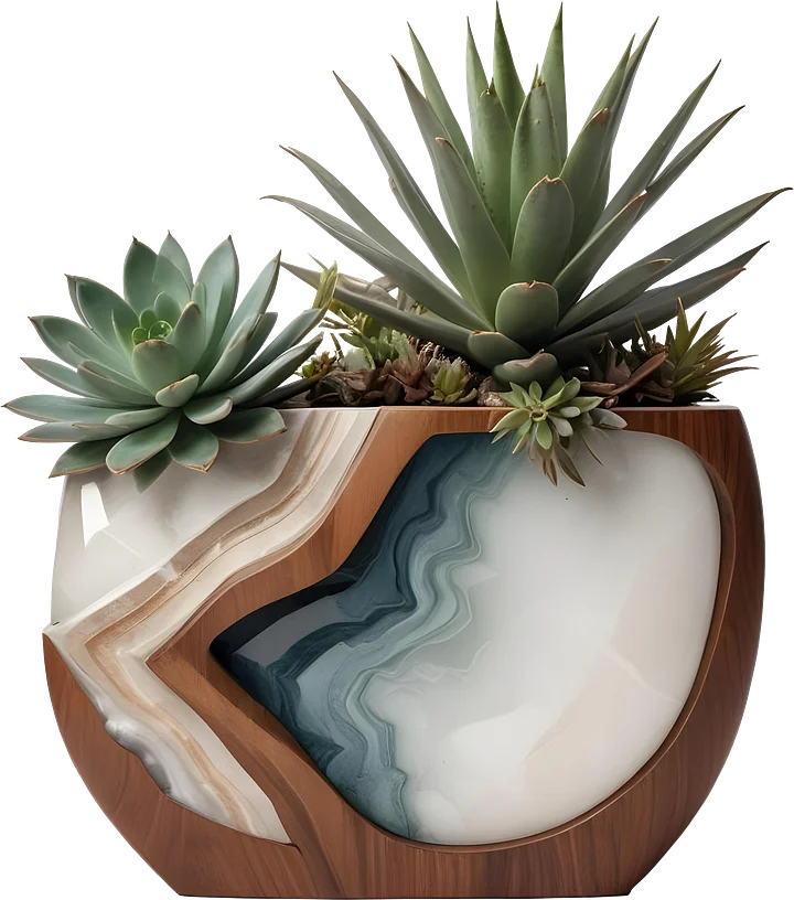 Earthly Symphony – Agate-Inspired Succulent Vase PNG product image (1)