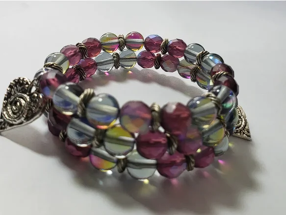 Everylet: 8mm Purple Crystal and Aura Crystal Mermaid Glass w Syn Charm product image (1)