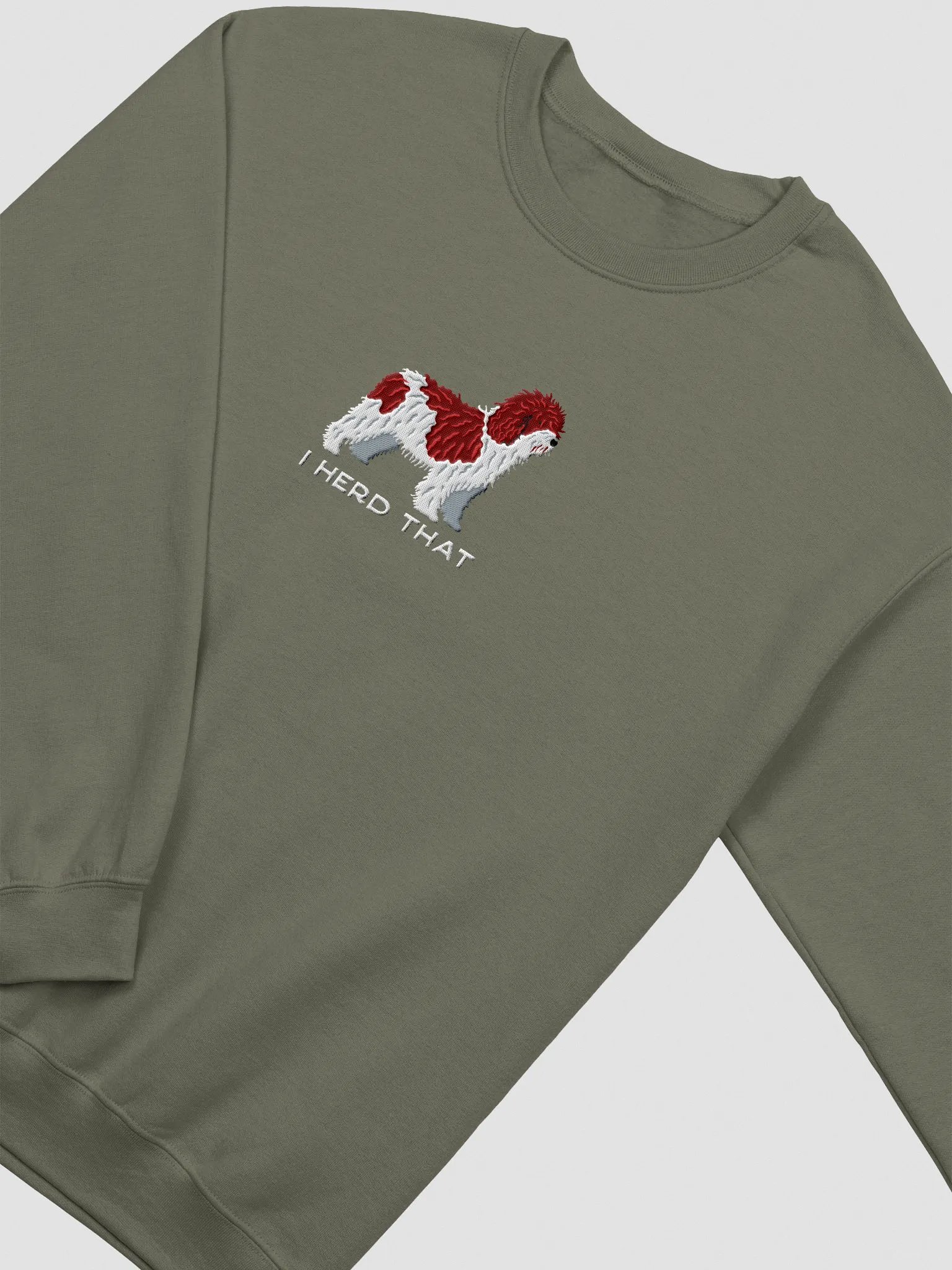 I Herd That Sweatshirt (Embroidered) of a Spanish Water Dog(Chocolate & White) product image (6)