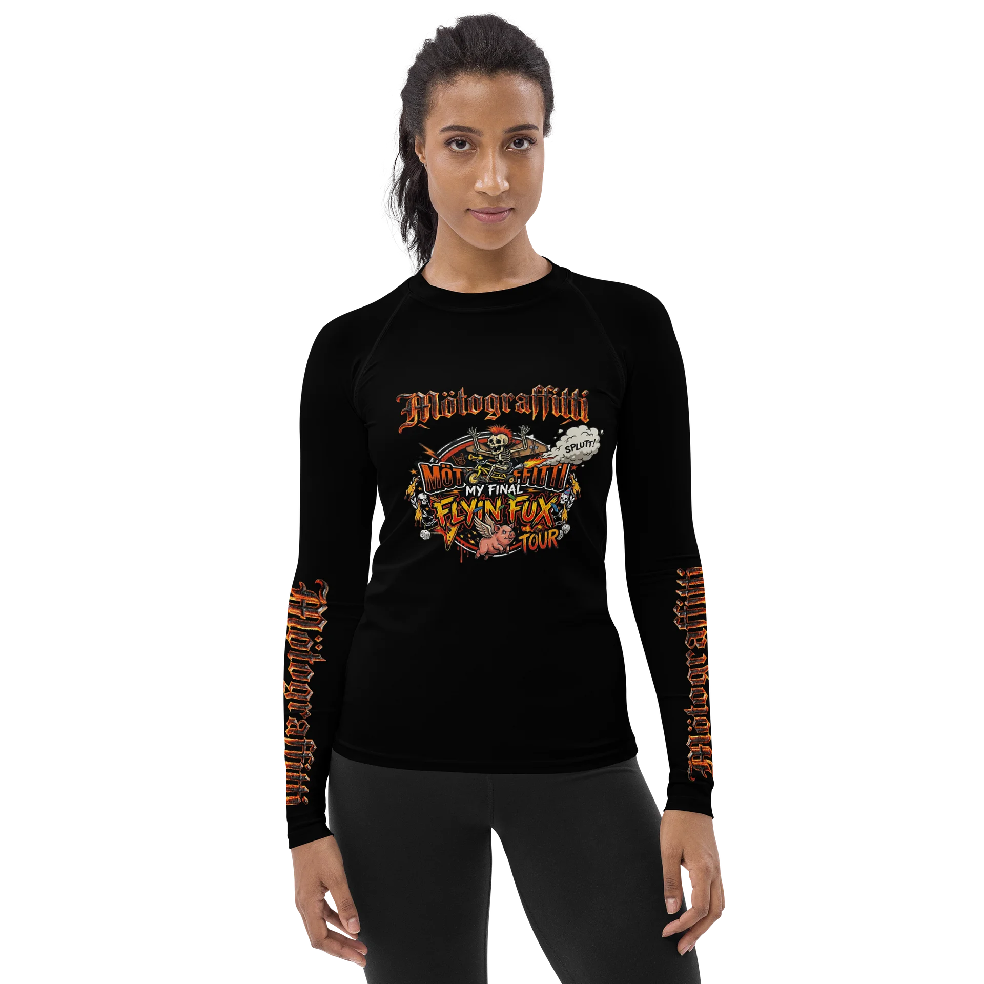 Women's MötoGraffitti Final Flyin Fux Tour Long Sleeve "Rash Guard"Tee Safety Orange product image (1)