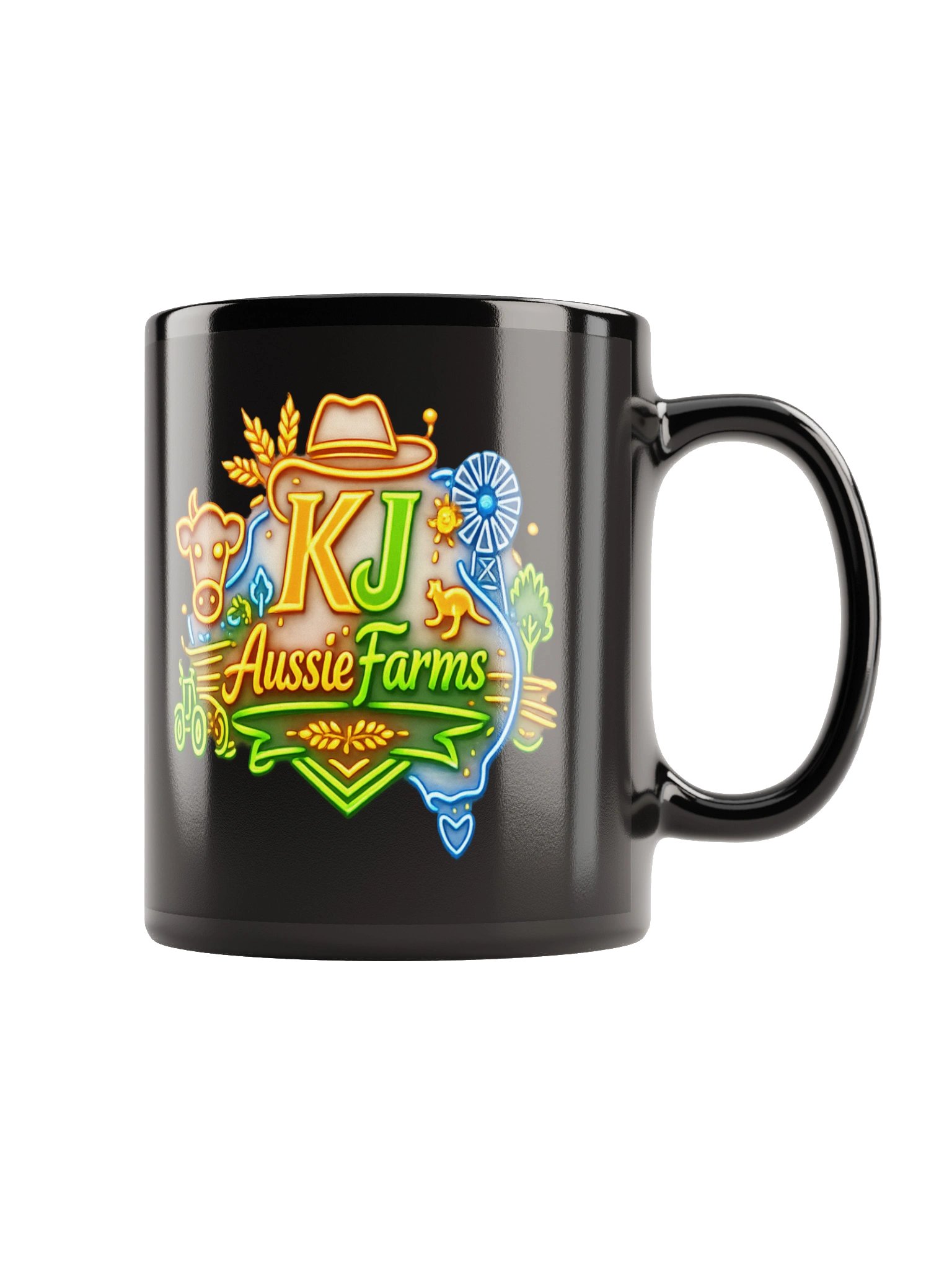 glossy black ceramic mug product image (2)