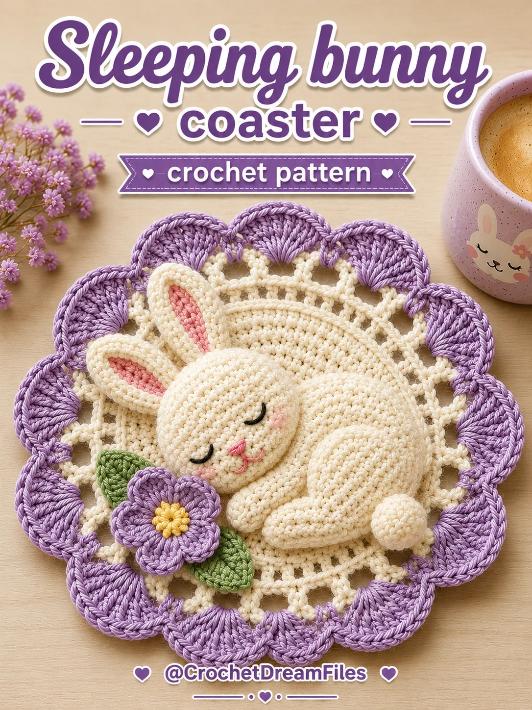 Sleeping Bunny Crochet Coaster Pattern product image (3)
