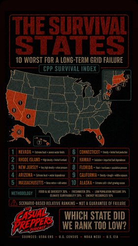 If the grid went down long-term, some states would have a MUCH rougher time than others.

We ranked the 10 worst states for s...