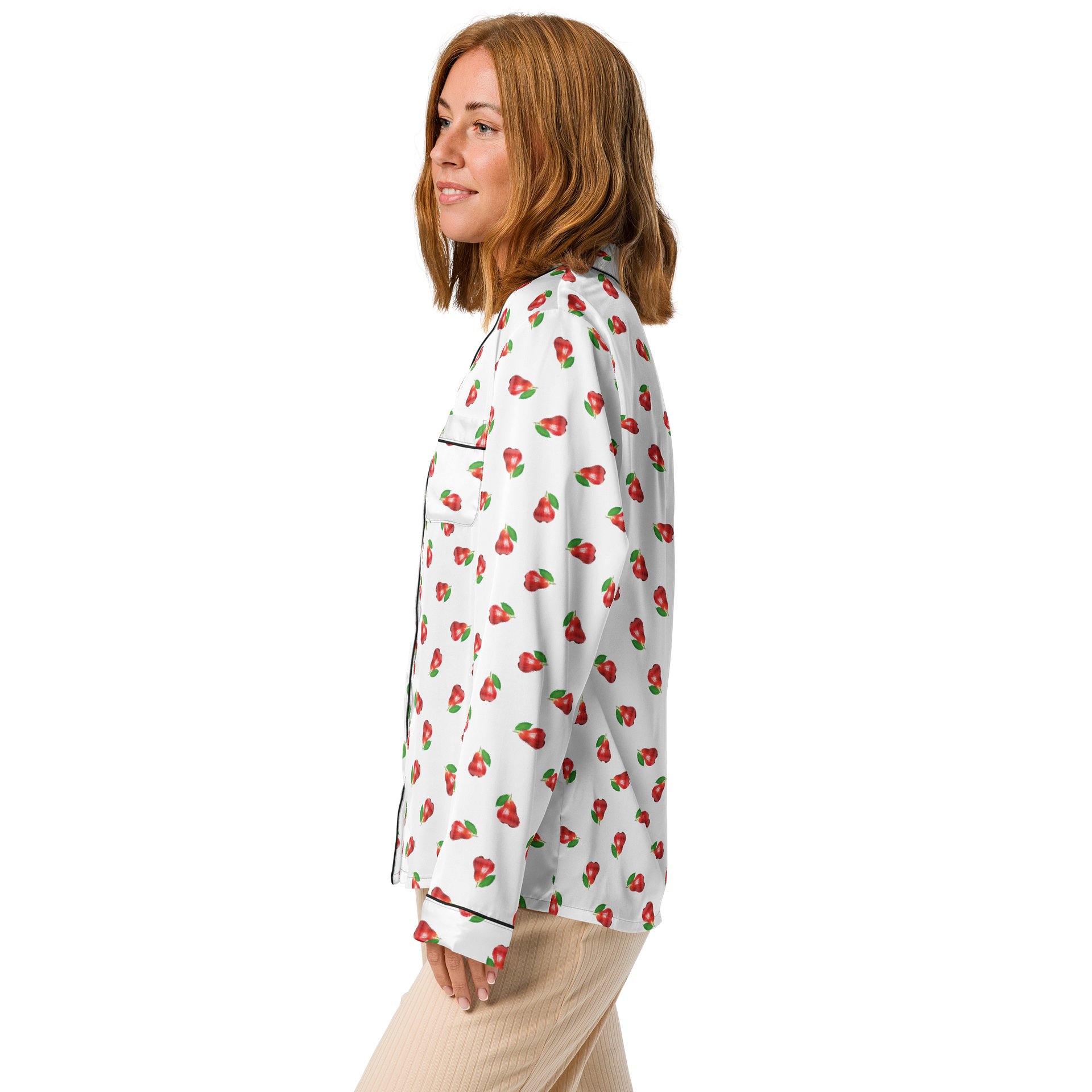 CaribbeanApples Otaheite Fruit Print | Women's Long Sleeve Pajama Top product image (4)
