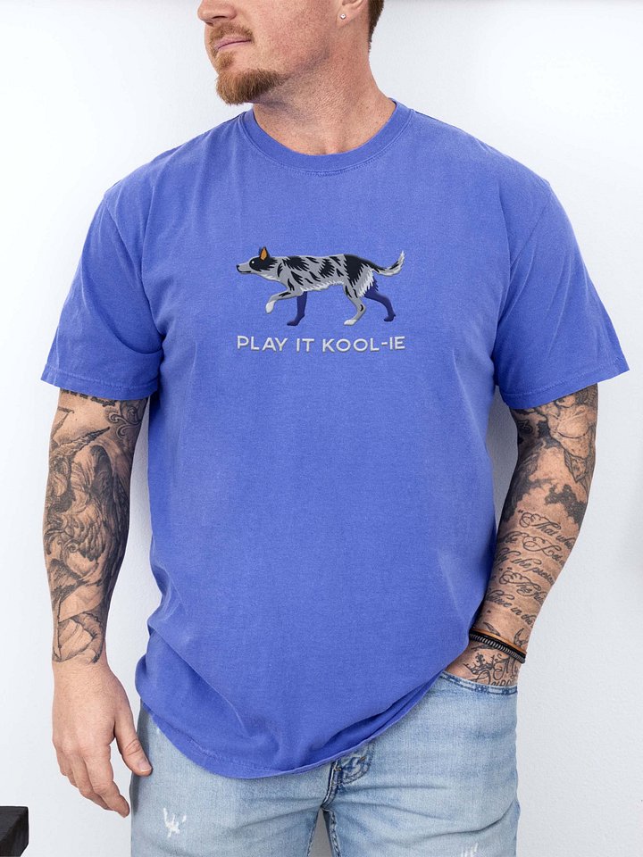 Play It Kool-ie T-Shirt(Embroidered) of an Australian Koolie(Blue Merle) product image (2)