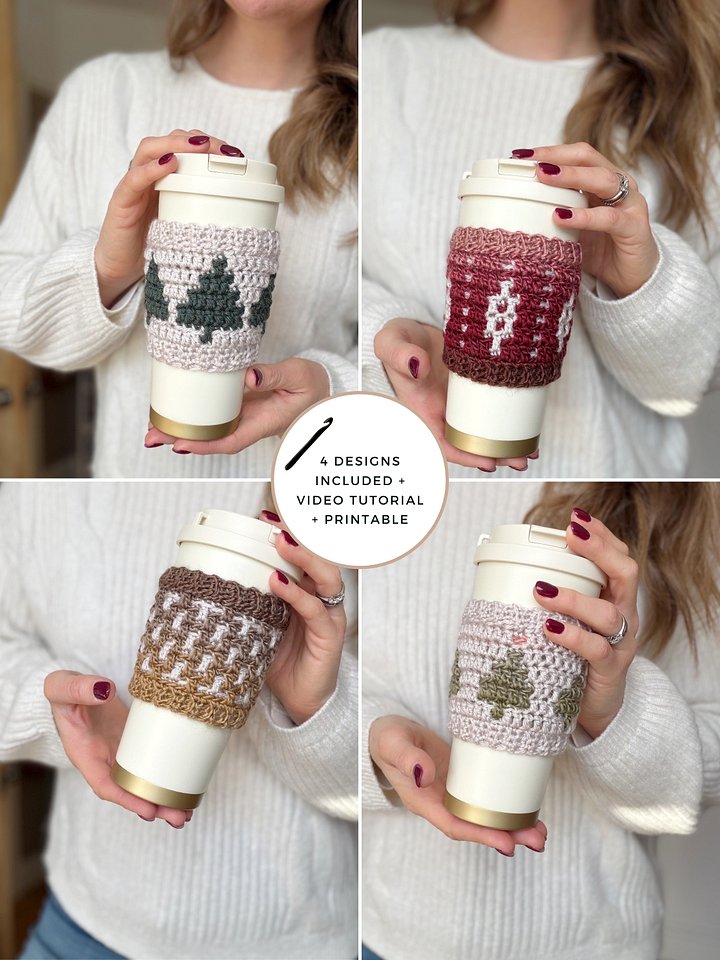 Holiday Coffee Cup Sleeve Crochet Pattern product image (1)