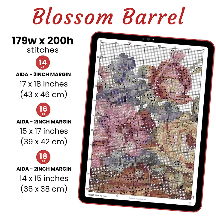 Blossom Barrel Cross Stitch Pattern product image (2)