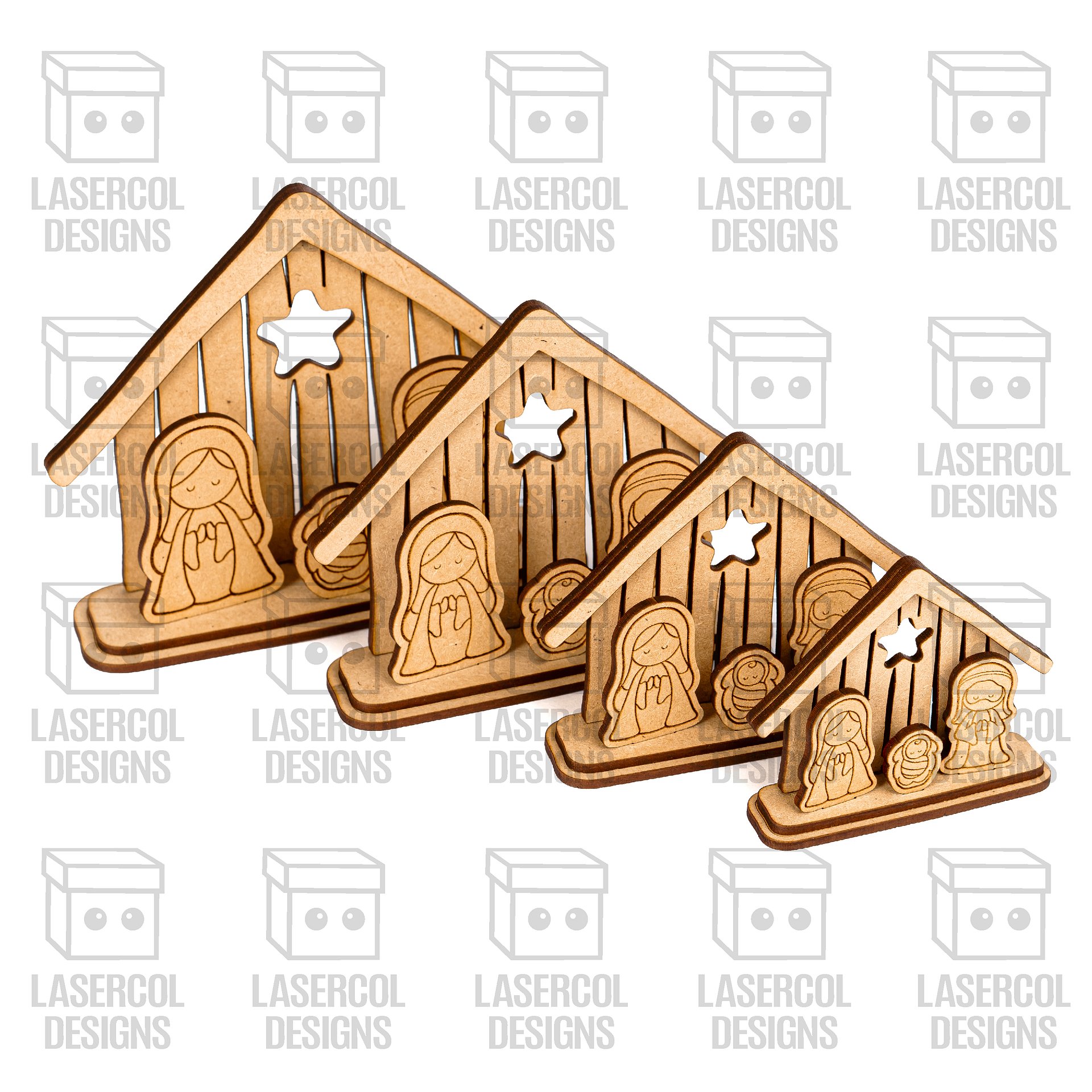 Small Nativity Scenes Gifts Bundle (Set 1-2-3-4) - Christmas - Laser Cut Files product image (10)