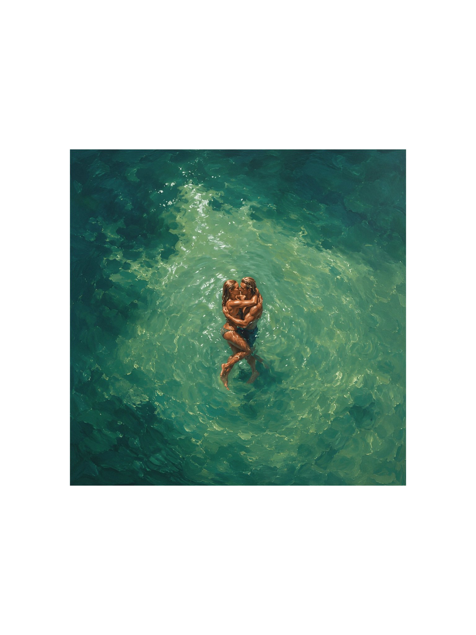 Emerald Embrace | Romantic Couple Oil Painting product image (2)