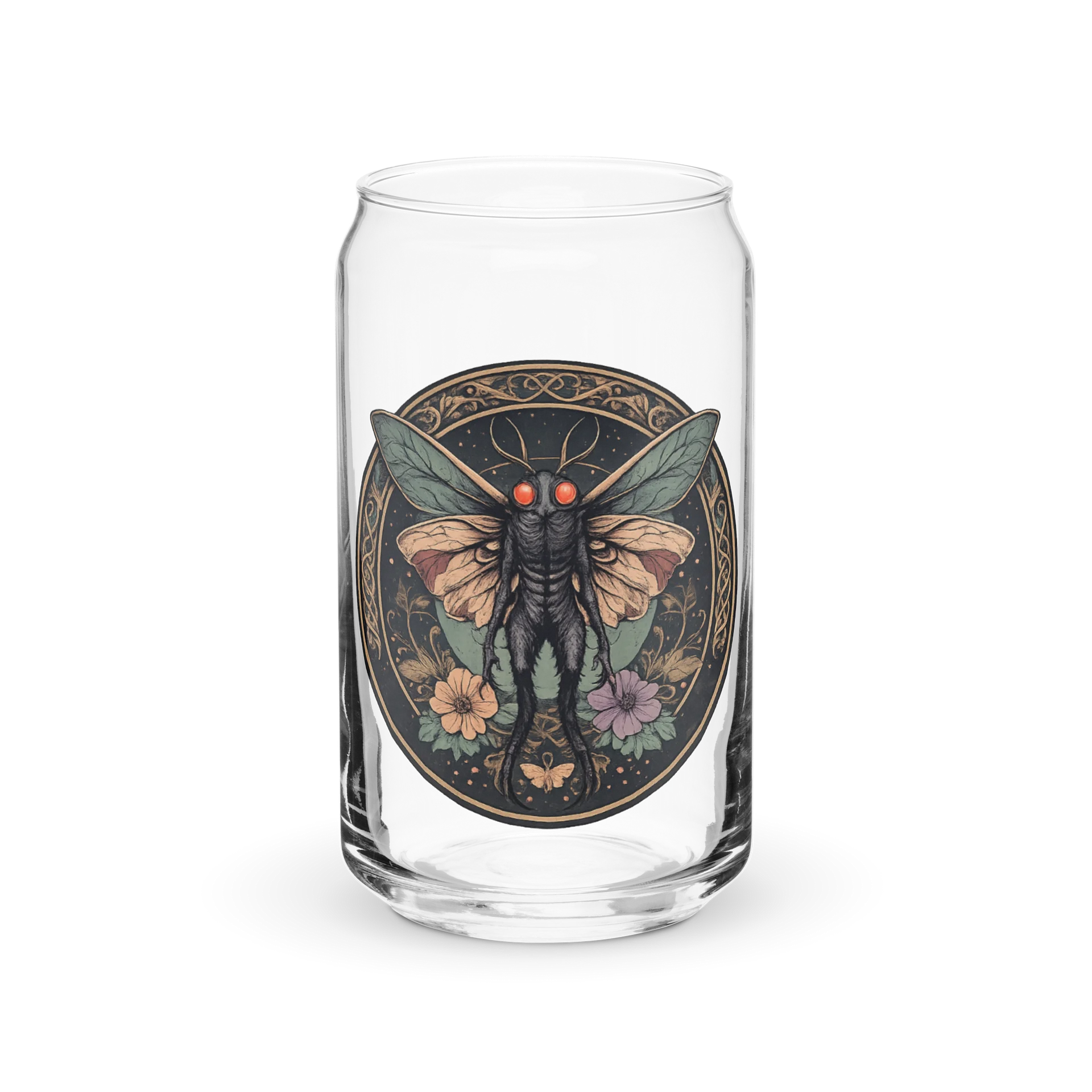 FLORAL MOTHY CAN SHAPED GLASS product image (2)