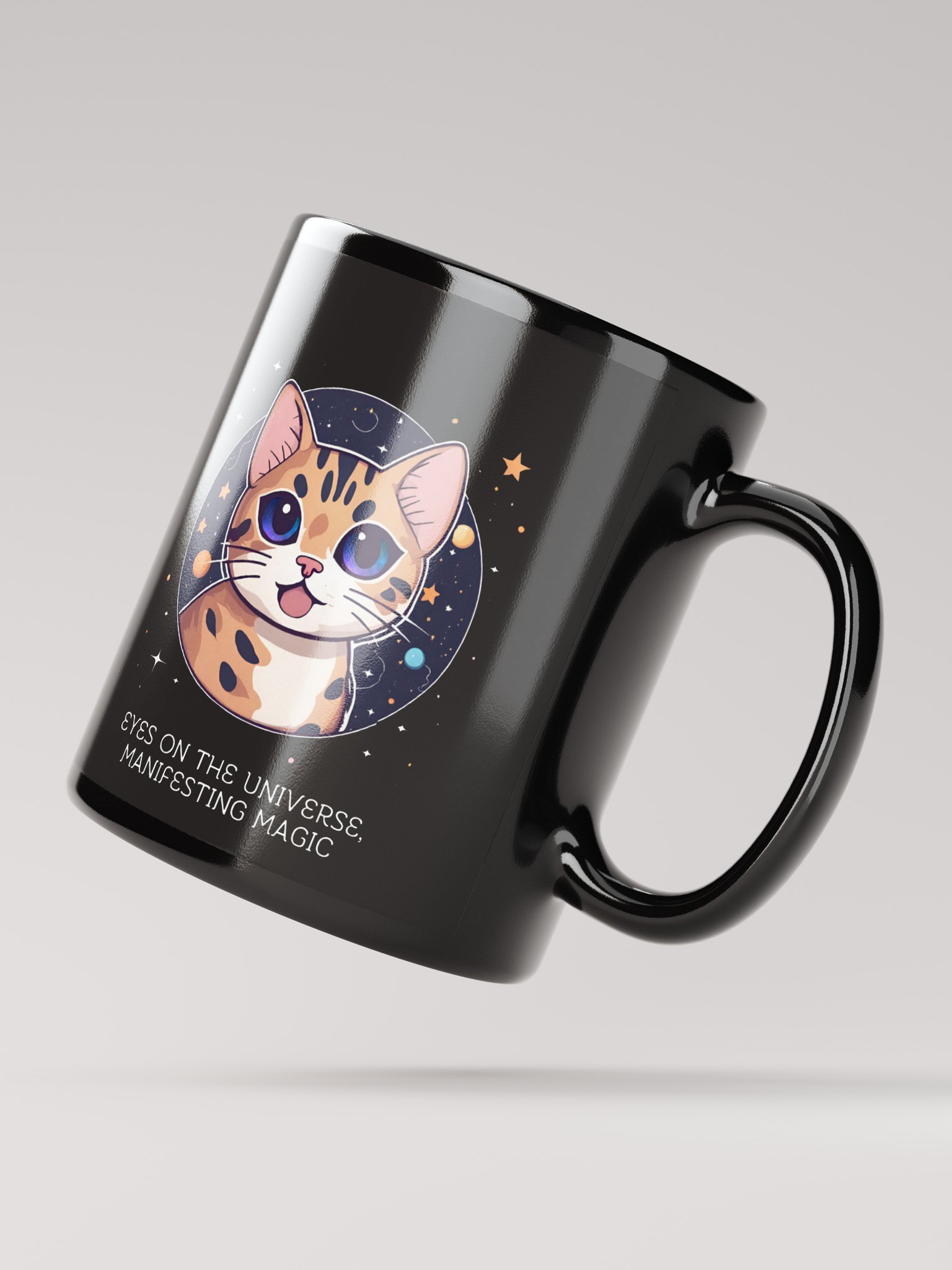 Cosmic Cat Black Glossy Mug product image (4)