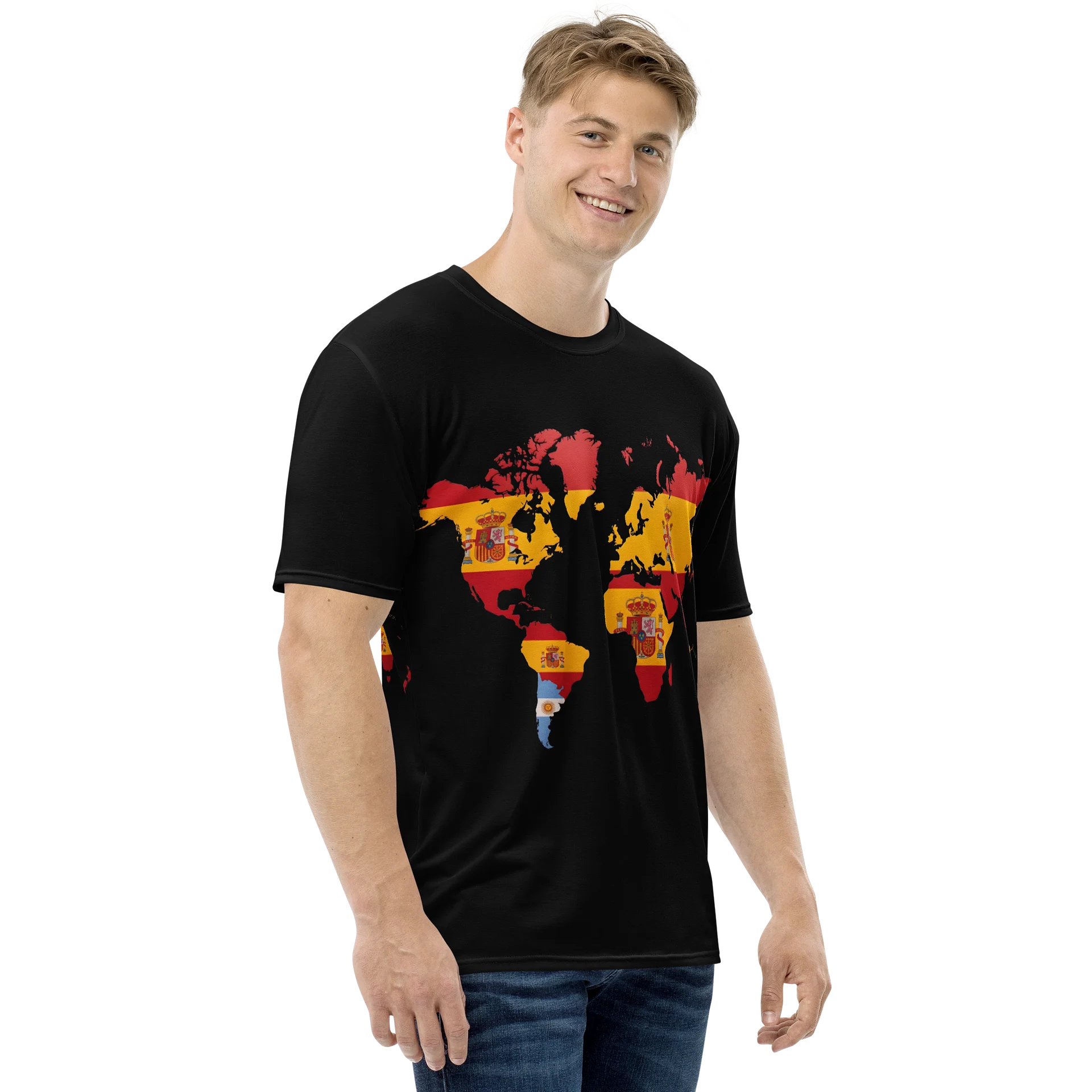 Spain-Inspired World Map Crew Neck Tee product image (4)