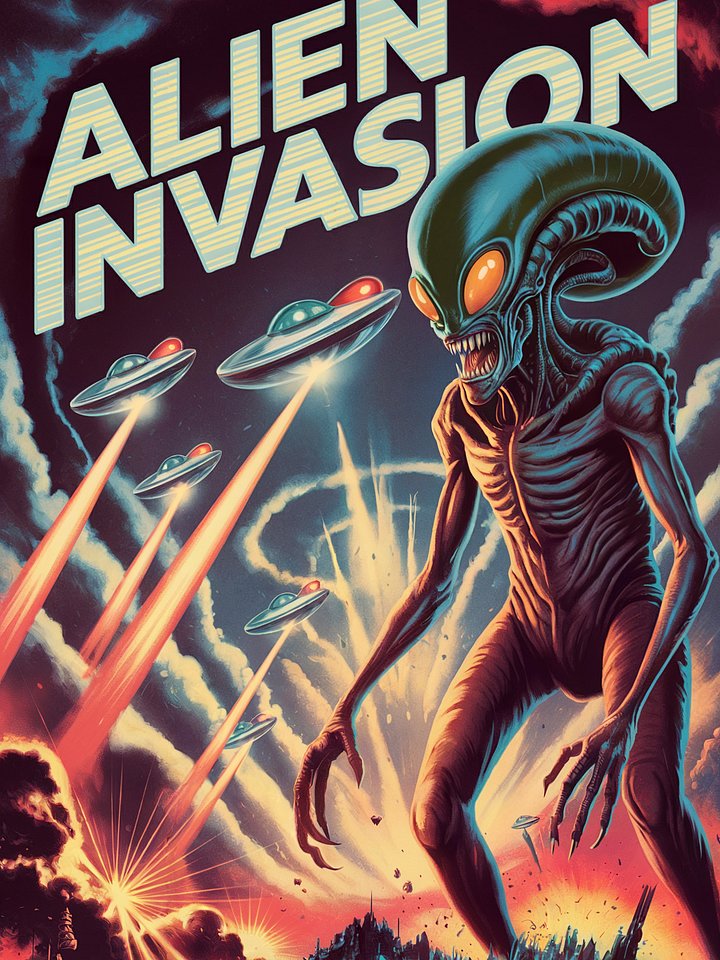 Alien Invasion Poster – Retro Sci-Fi Extraterrestrial Wall Art product image (1)