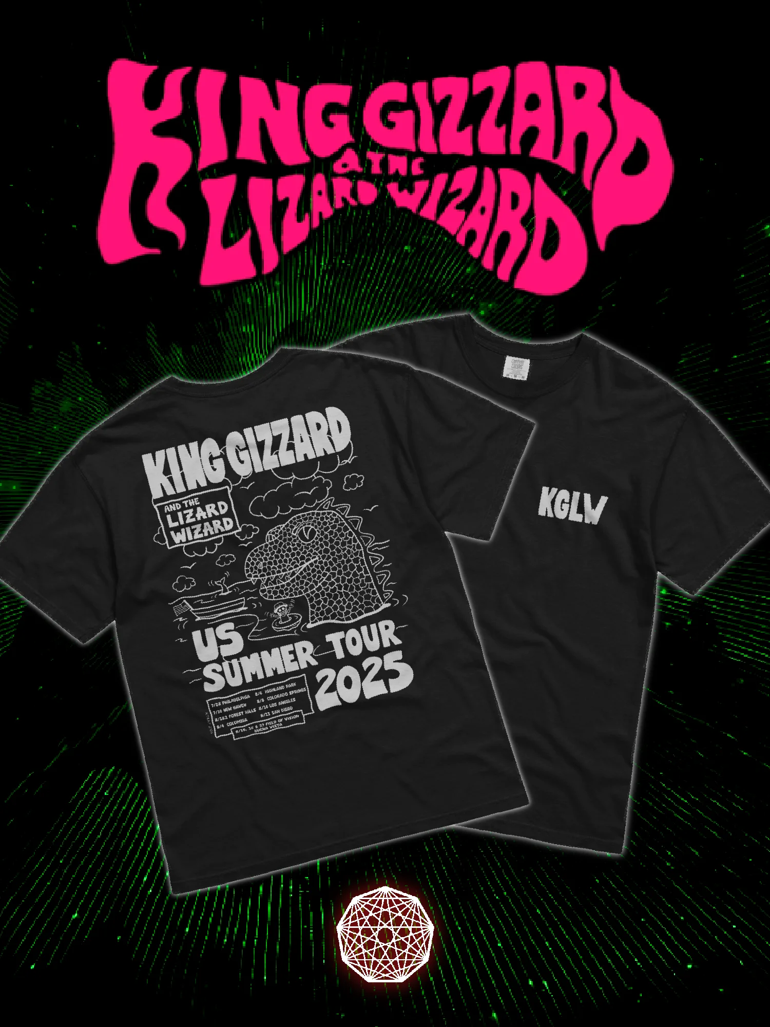 KING GIZZARD AND THE LIZARD WIZARD US SUMMER TOUR 2025 BLACK T-SHIRT product image (1)
