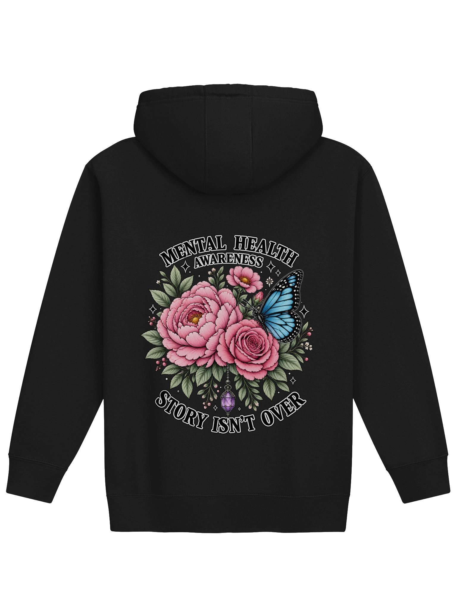 Mental Health Awareness “Your Story Isn’t Over” Floral Butterfly Hoodie product image (24)