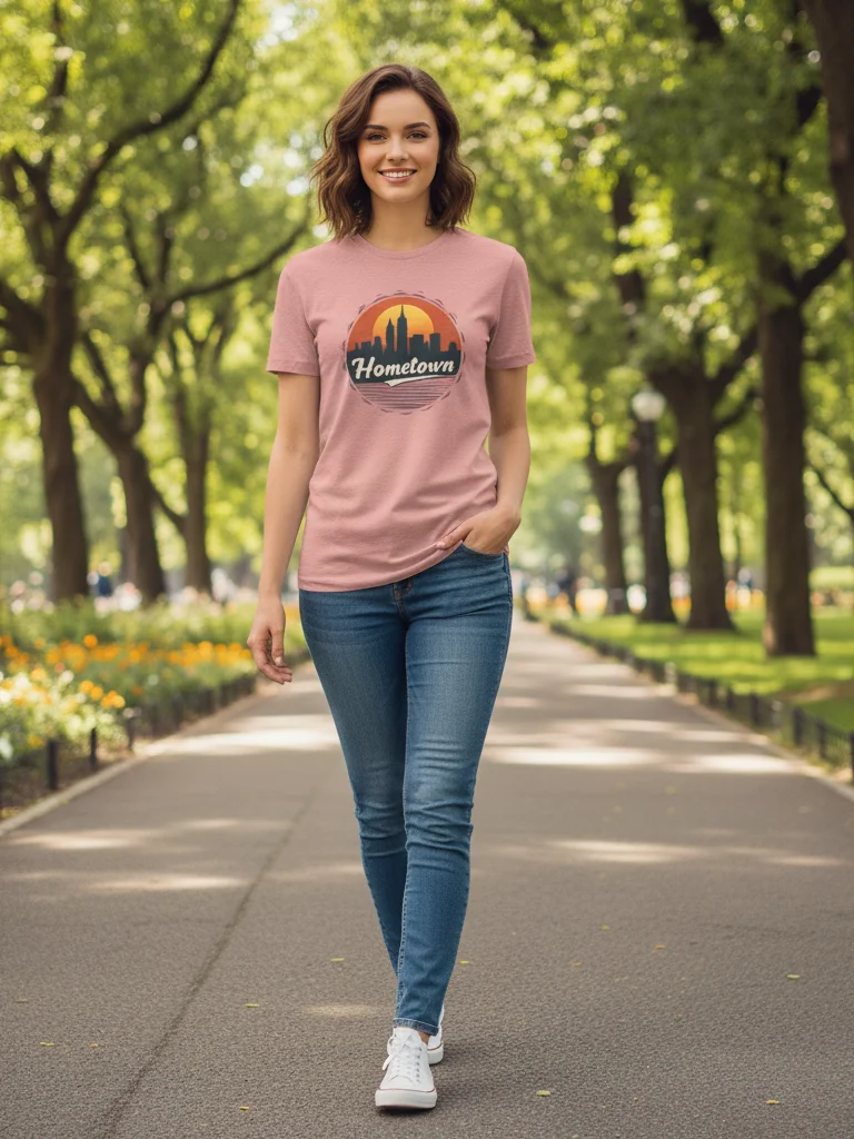 Hometown Vintage City Skyline T-Shirt - Retro Urban Cityscape Tee - Bella Canvas 3001 Unisex Shirt product image (7)