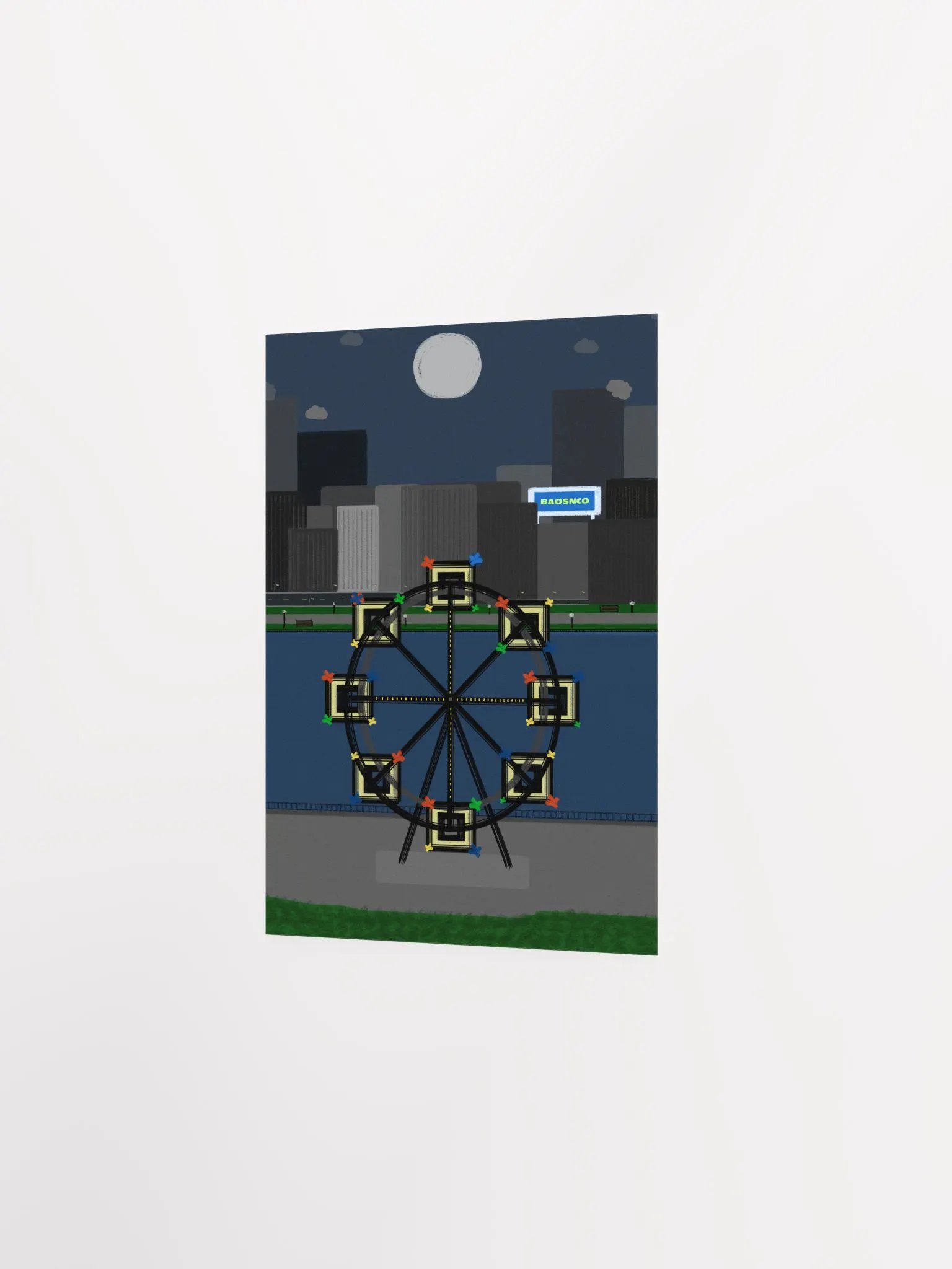 Moonlight Wheel Cityscape Poster product image (2)