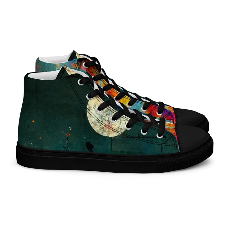 Mystical Moon Gathering, handmade men's High Top Canvas Shoes product image (2)
