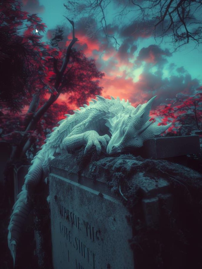 White dragon on a tomb - Digital download product image (1)