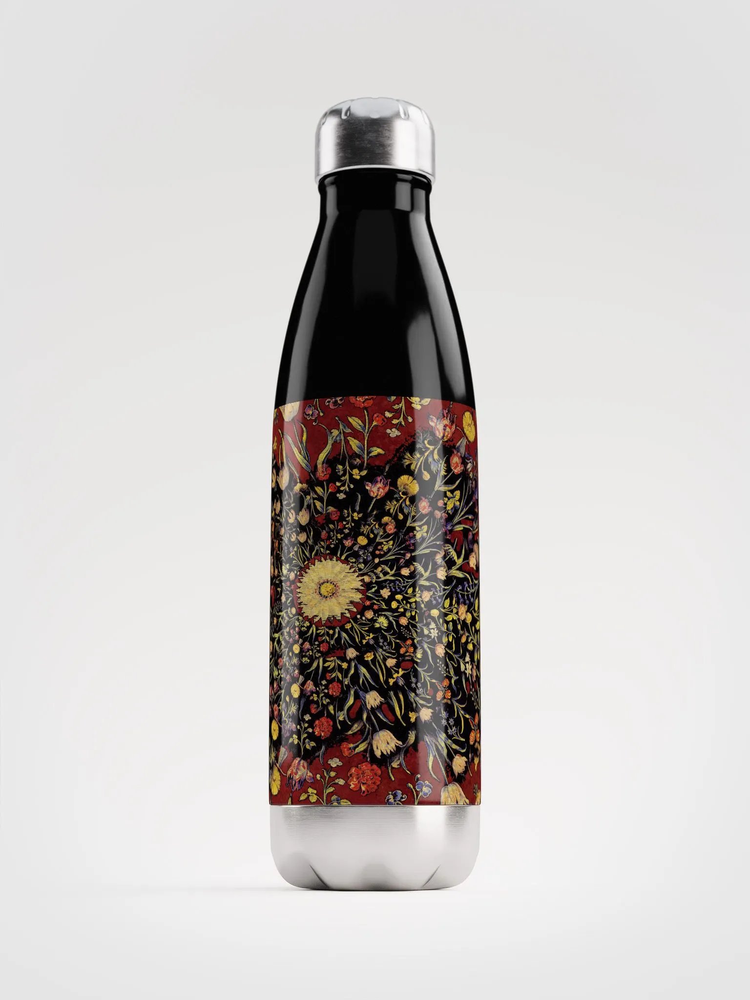 Medieval Flowers On Red Stainless Steel Water Bottle product image (1)