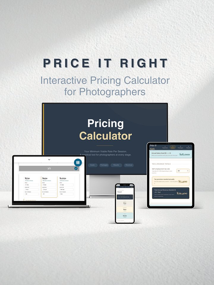 Pricing Calculator for Photographers - Limited Launch Sale - 50% Off product image (2)