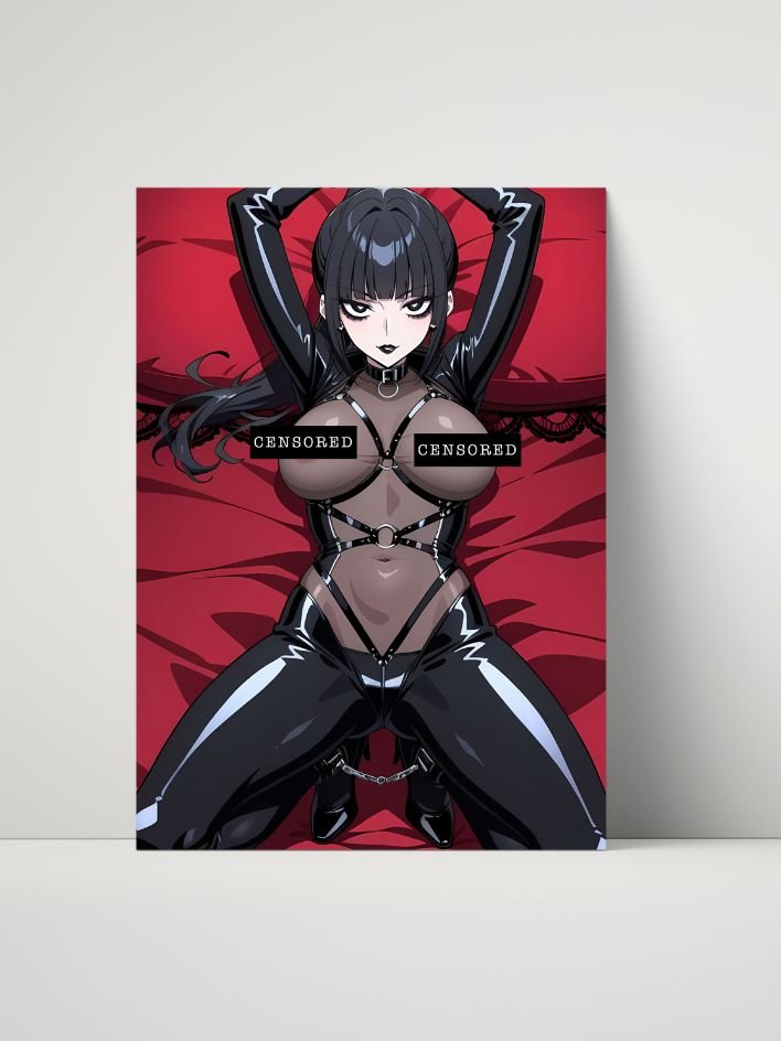 Metal Print - Luna Rain Original Character Black Harness Outfit - 8x10 product image (1)