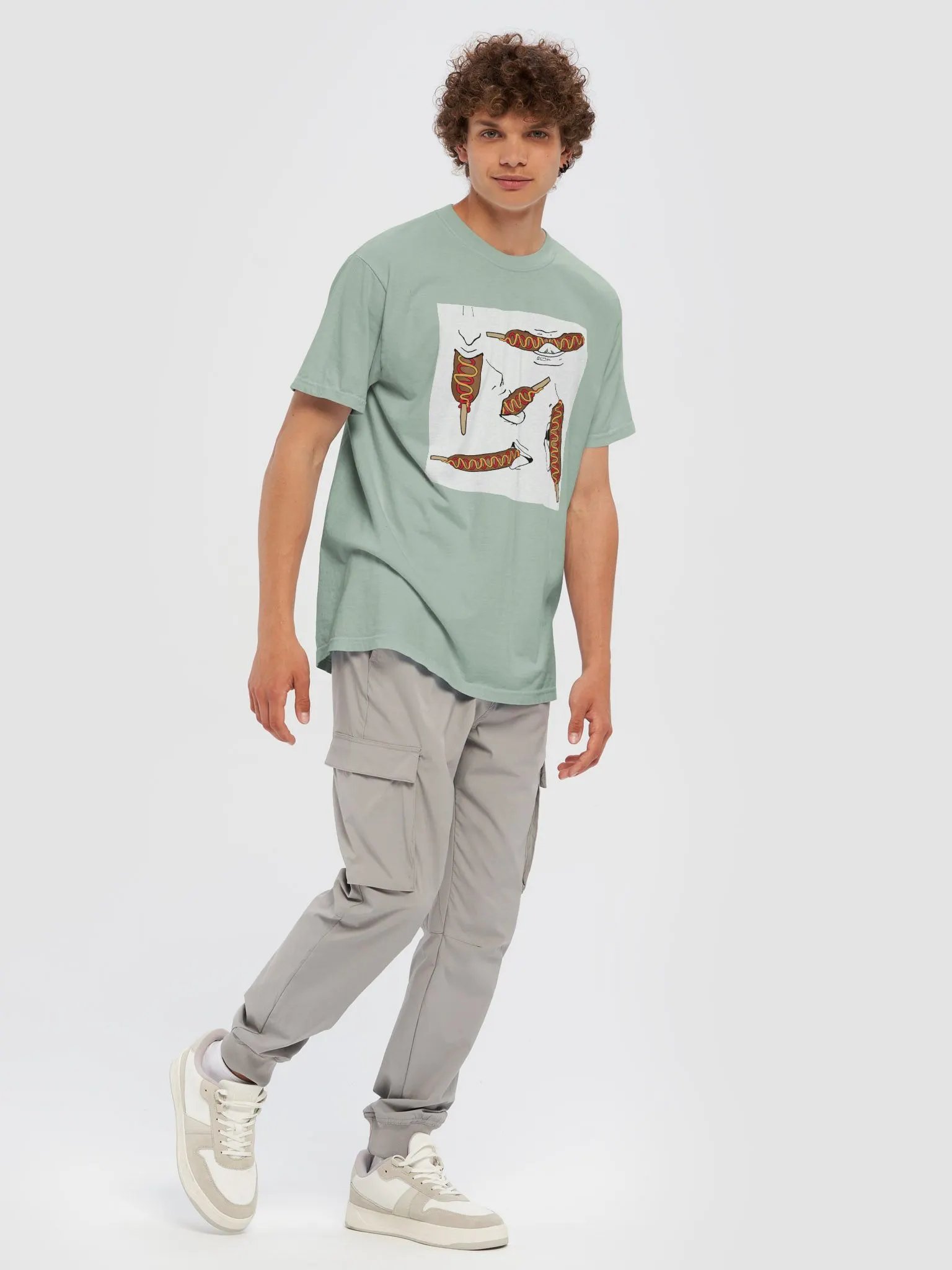 Eating Corn Dog Heavyweight T-Shirt product image (87)