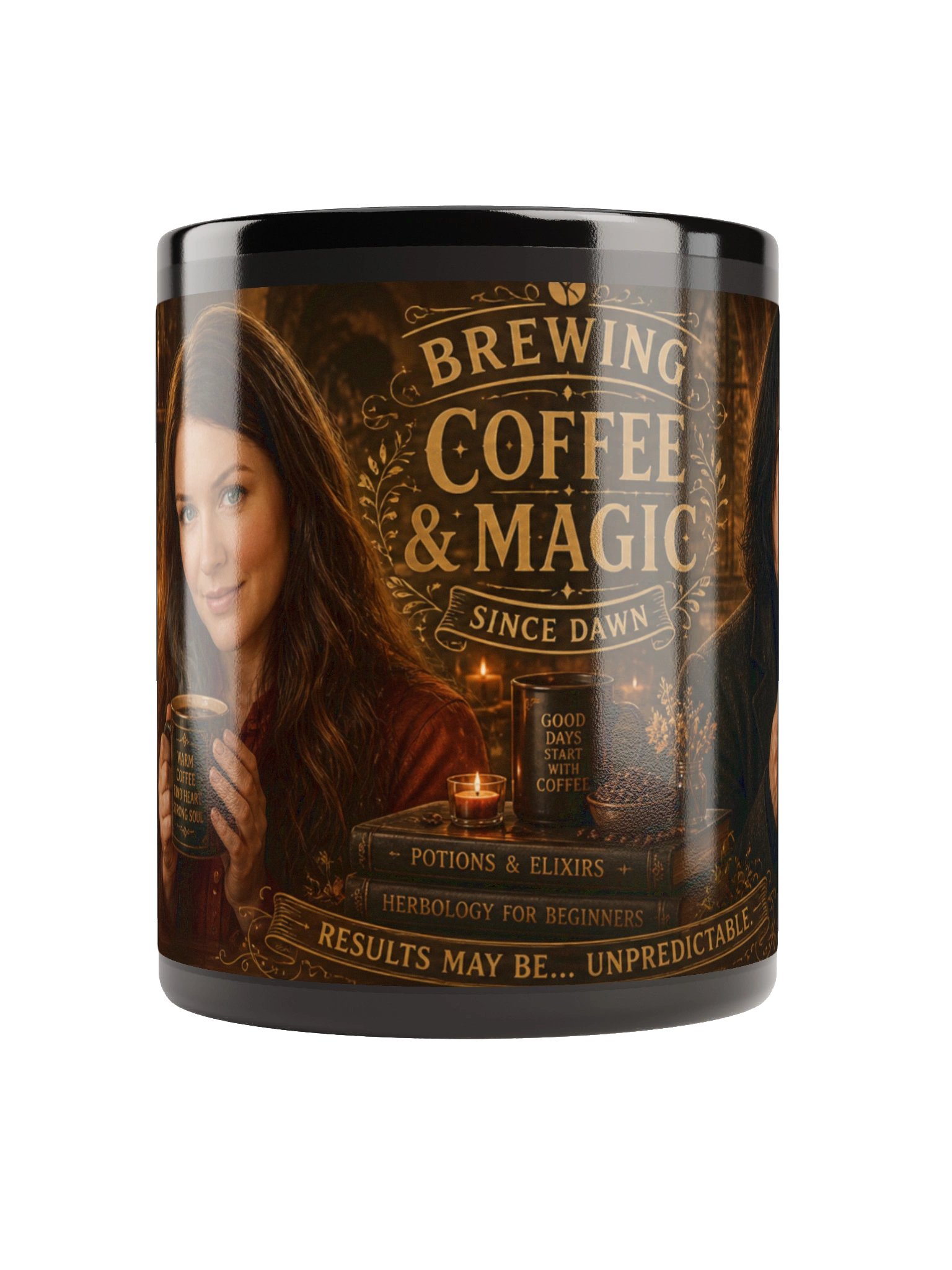 Brewing Coffee & Magic — Black Glossy Mug product image (3)