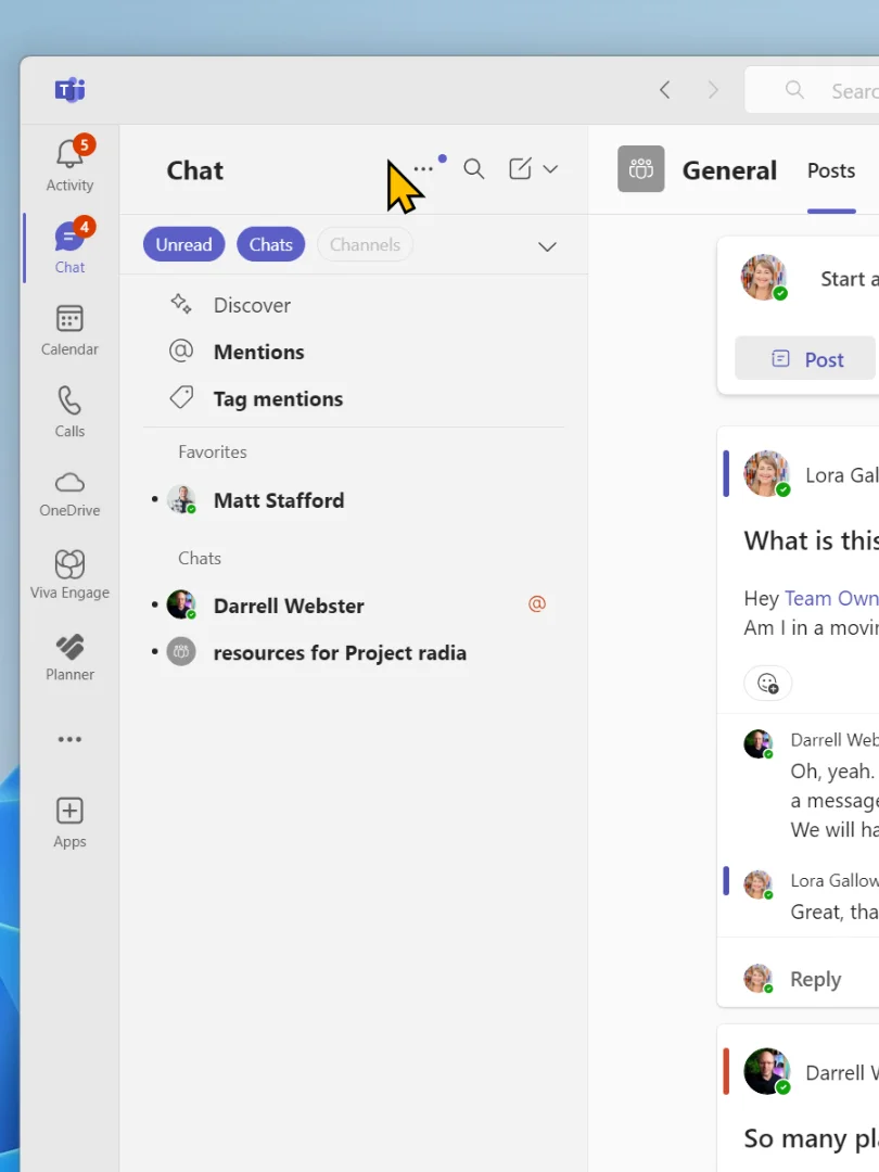 Introducing Teams new combined chats and channels - Workout video product image (2)