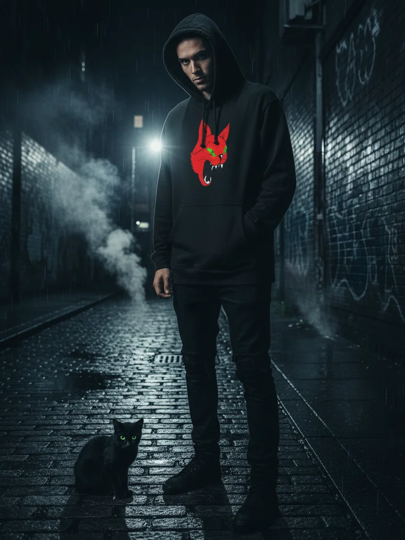 DEVILISH // Cat Logo Hoodie Black product image (2)