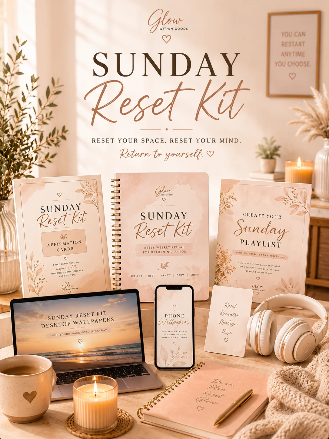 Sunday Reset Kit | A Weekly Self-Care Digital Reset Ritual for Women product image (1)