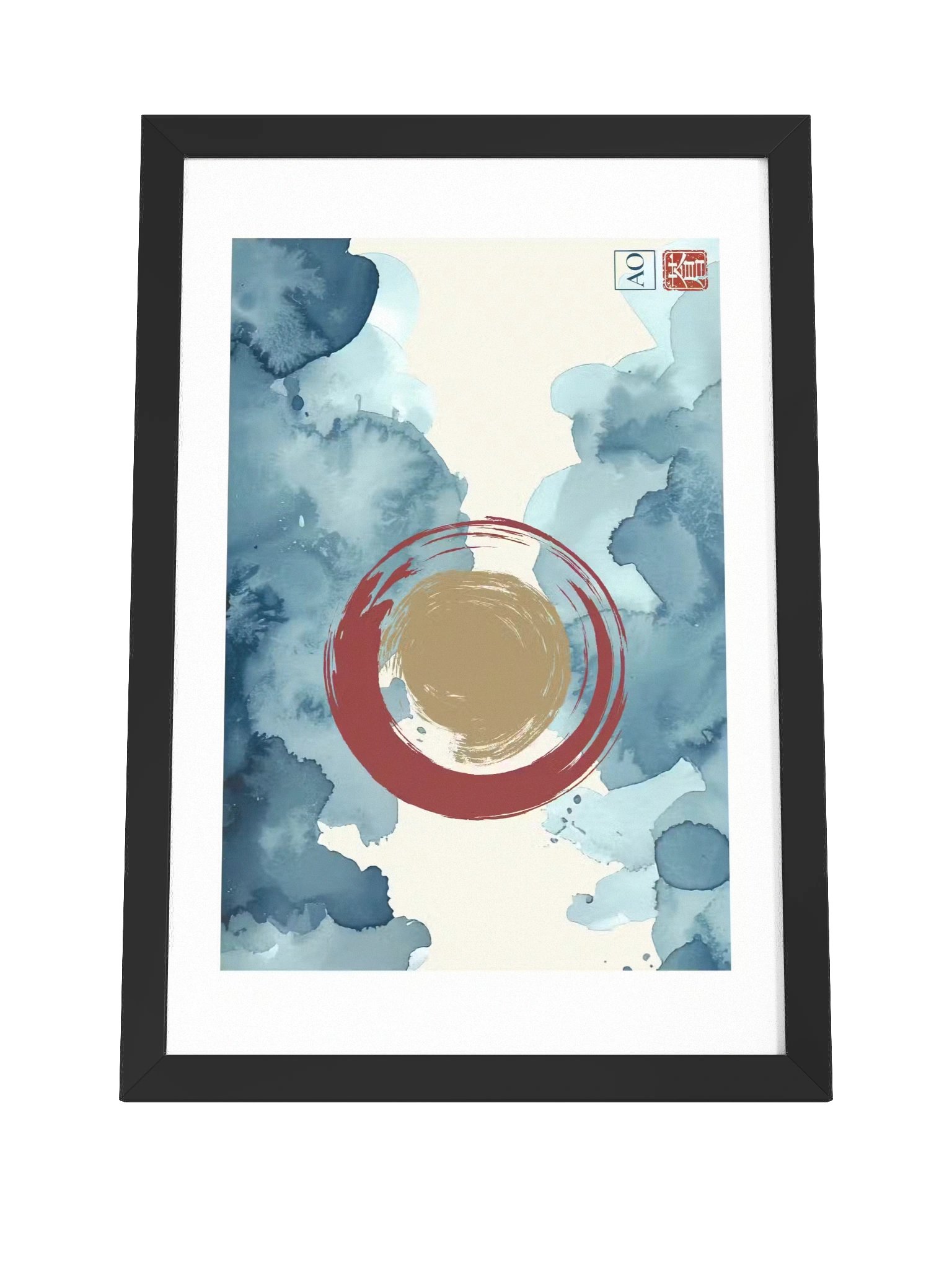 Colorado Japanese Ink Art Print | Centennial Peak No.11 | Framed Wall Art - AO Japan Blue product image (4)