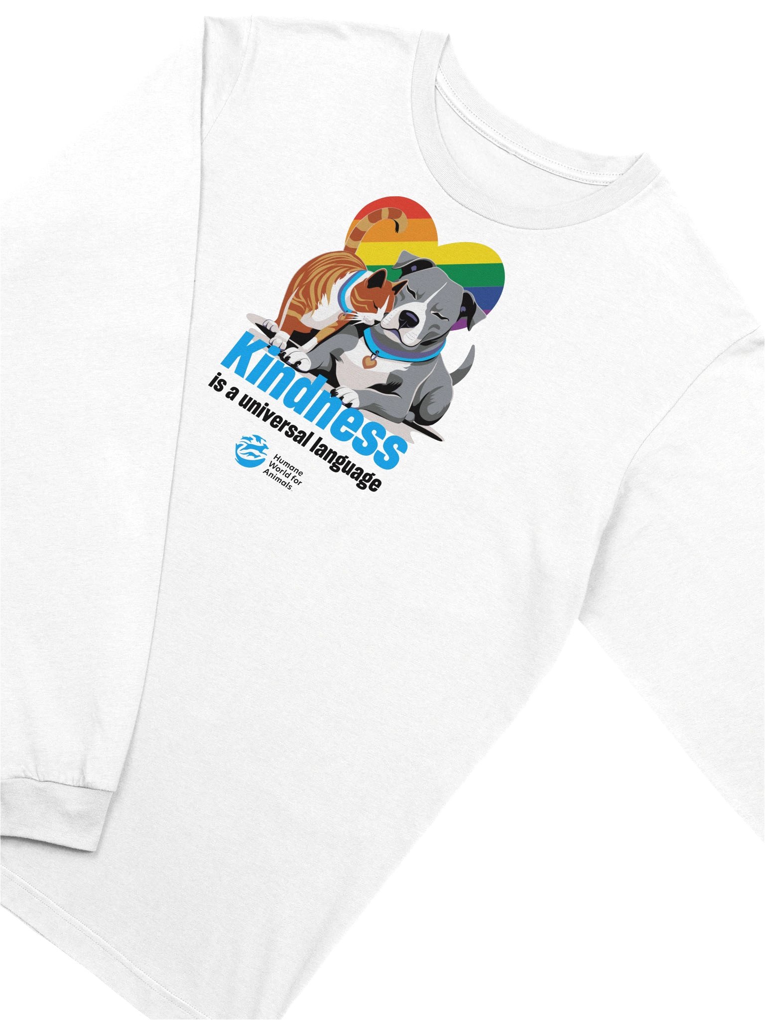 Kindness is a universal language rainbow heart - Long sleeve tee product image (3)