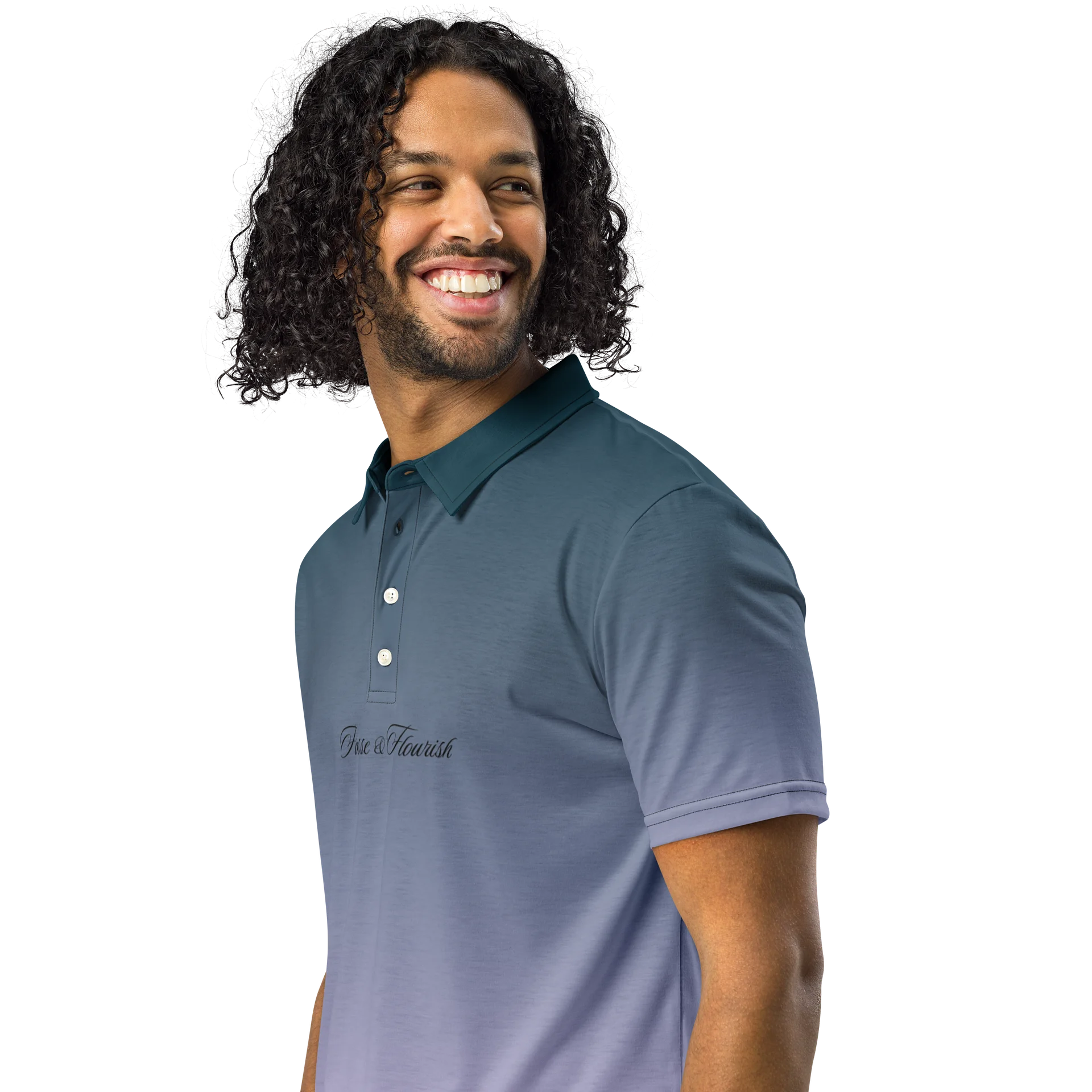 F&F Script Fade Low Slim Fit Polo Shirt product image (2)