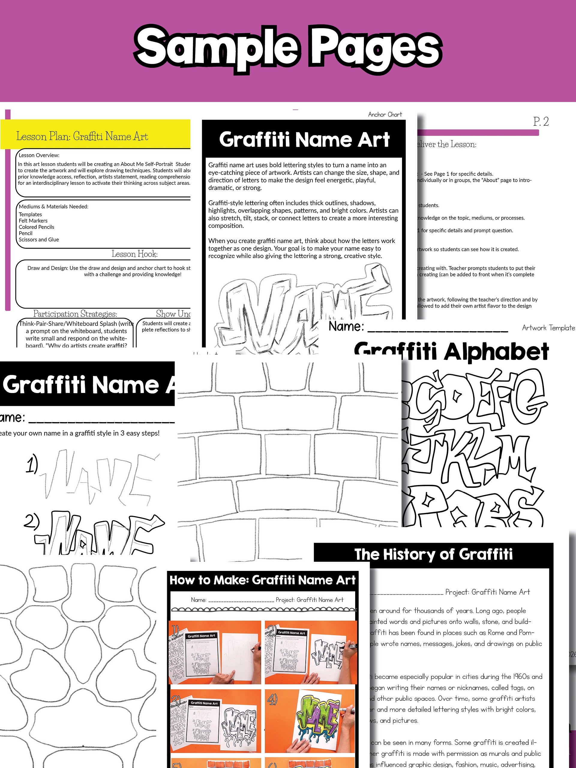 4th Grade Graffiti Name Art Grade 4 Art Project Back to School Art Lesson product image (8)