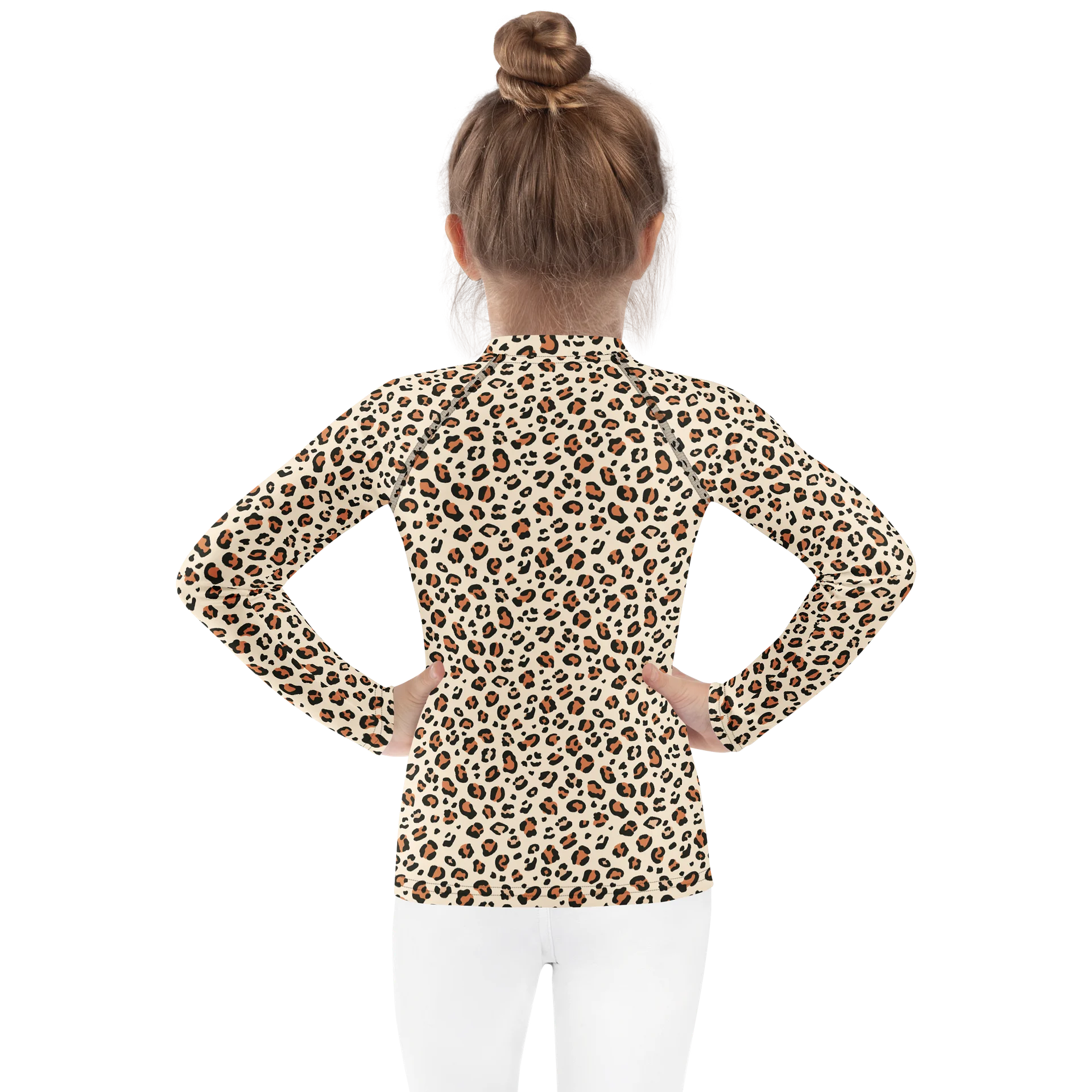 Bold Brown Leopard Skin Print Kids Rash Guard product image (2)