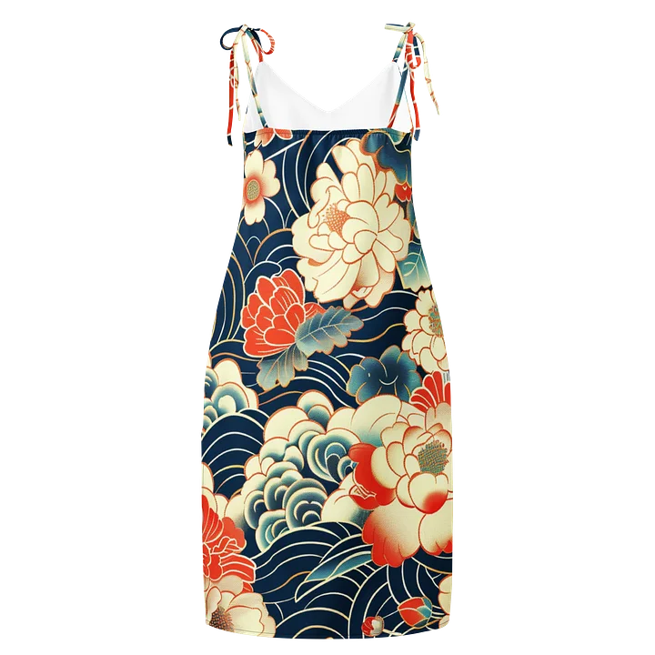 Traditional Japanese Floral Chiffon Slip Dress - Peony Wave Midi Dress product image (2)