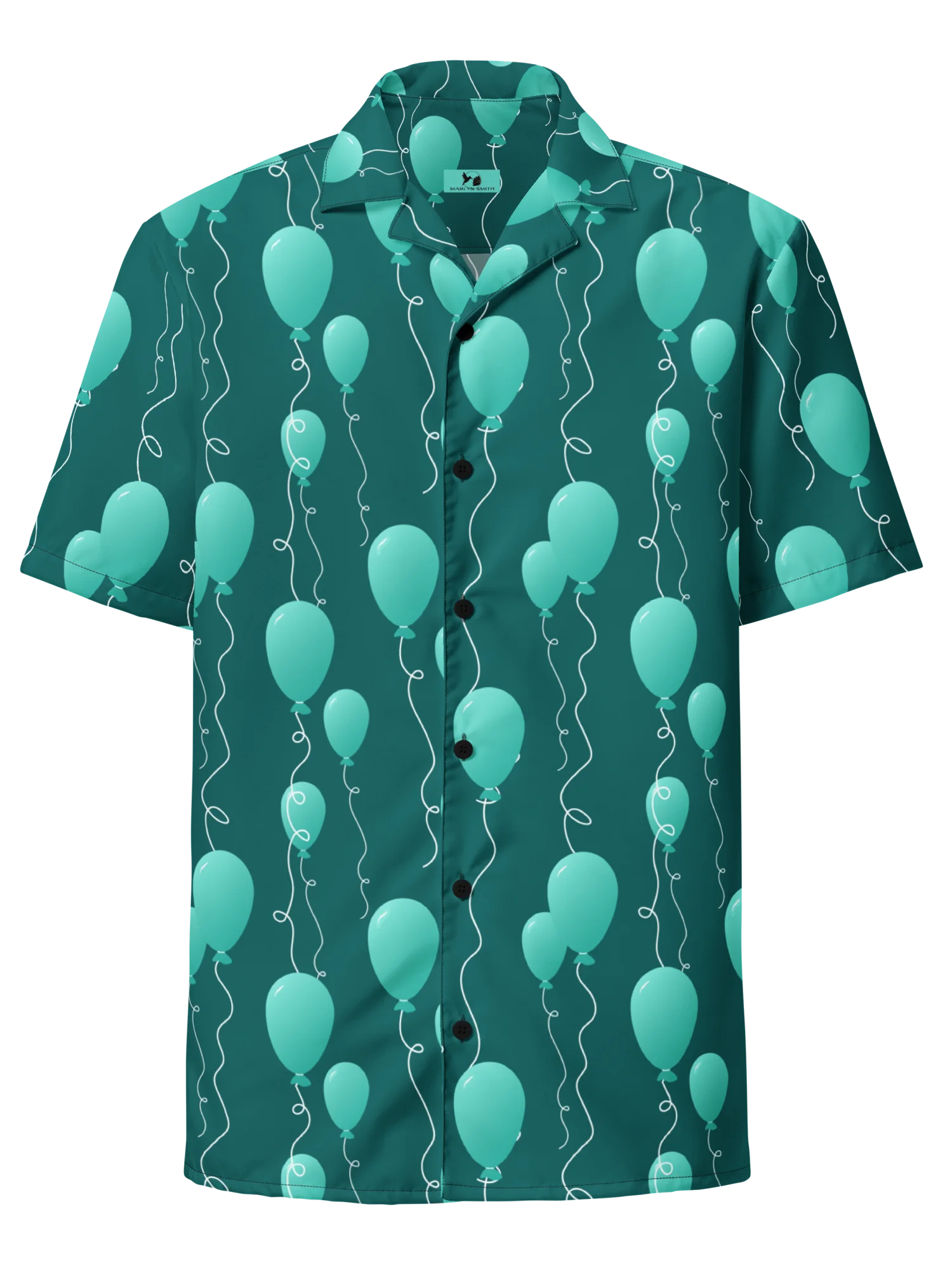 Teal Floating Balloons Oversized Button-Down Shirt product image (1)